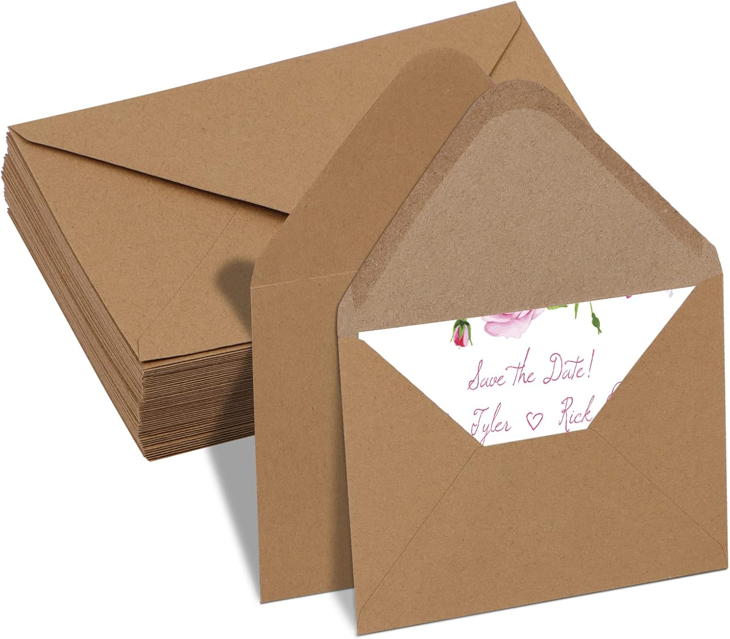 C6 Kraft Fleck Envelopes 114mm x 162mm Pack of 50 , Vintage Brown Self Seal, C6 Kraft Envelopes, for Weddings, Invitation, Christmas Day Gift Cards