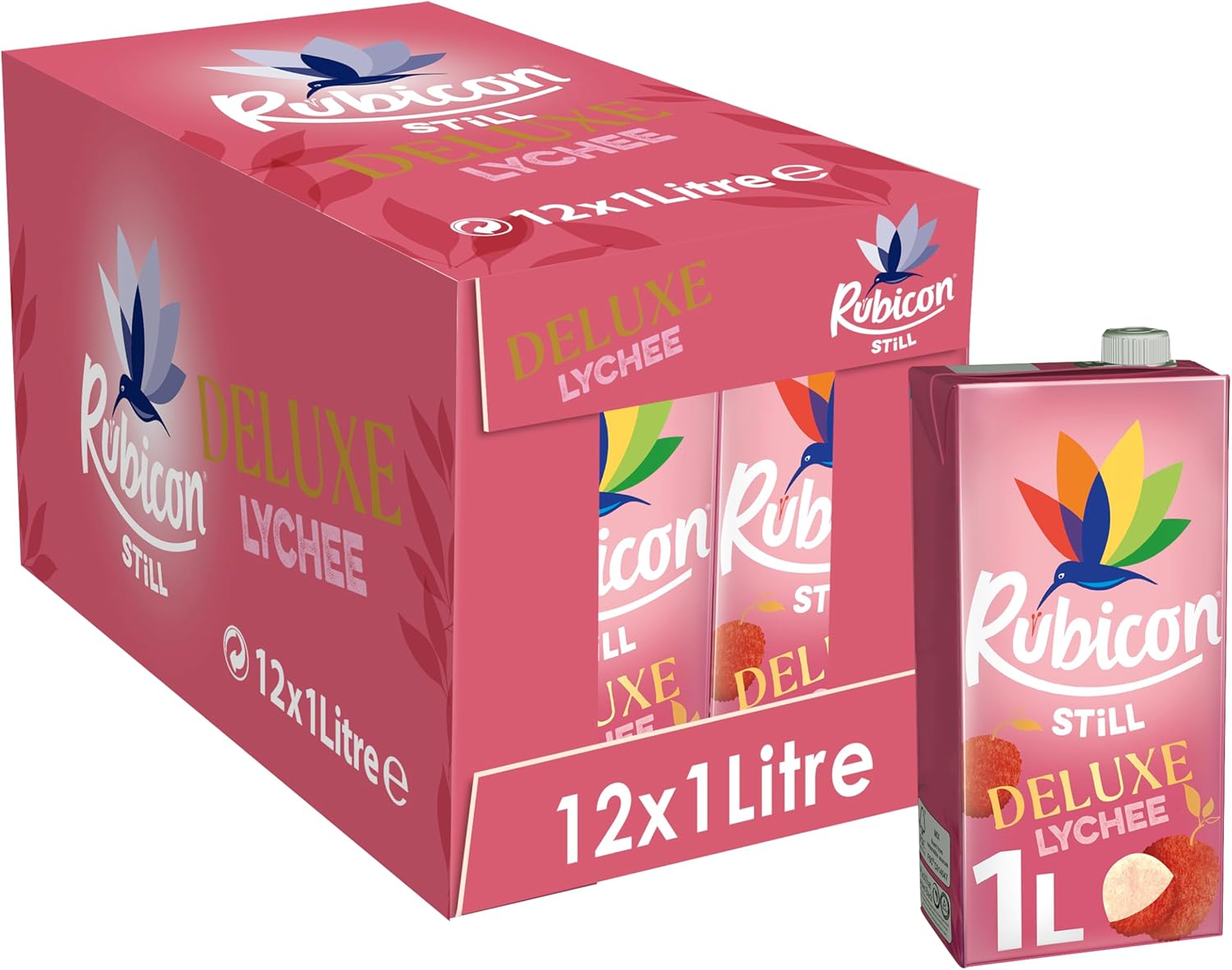 Rubicon Still 12 Pack Deluxe Lychee Juice Drink, Made with Handpicked Fruits for a Temptingly Intense Taste "Made of Different Stuff" - 12 x 1L Cartons
