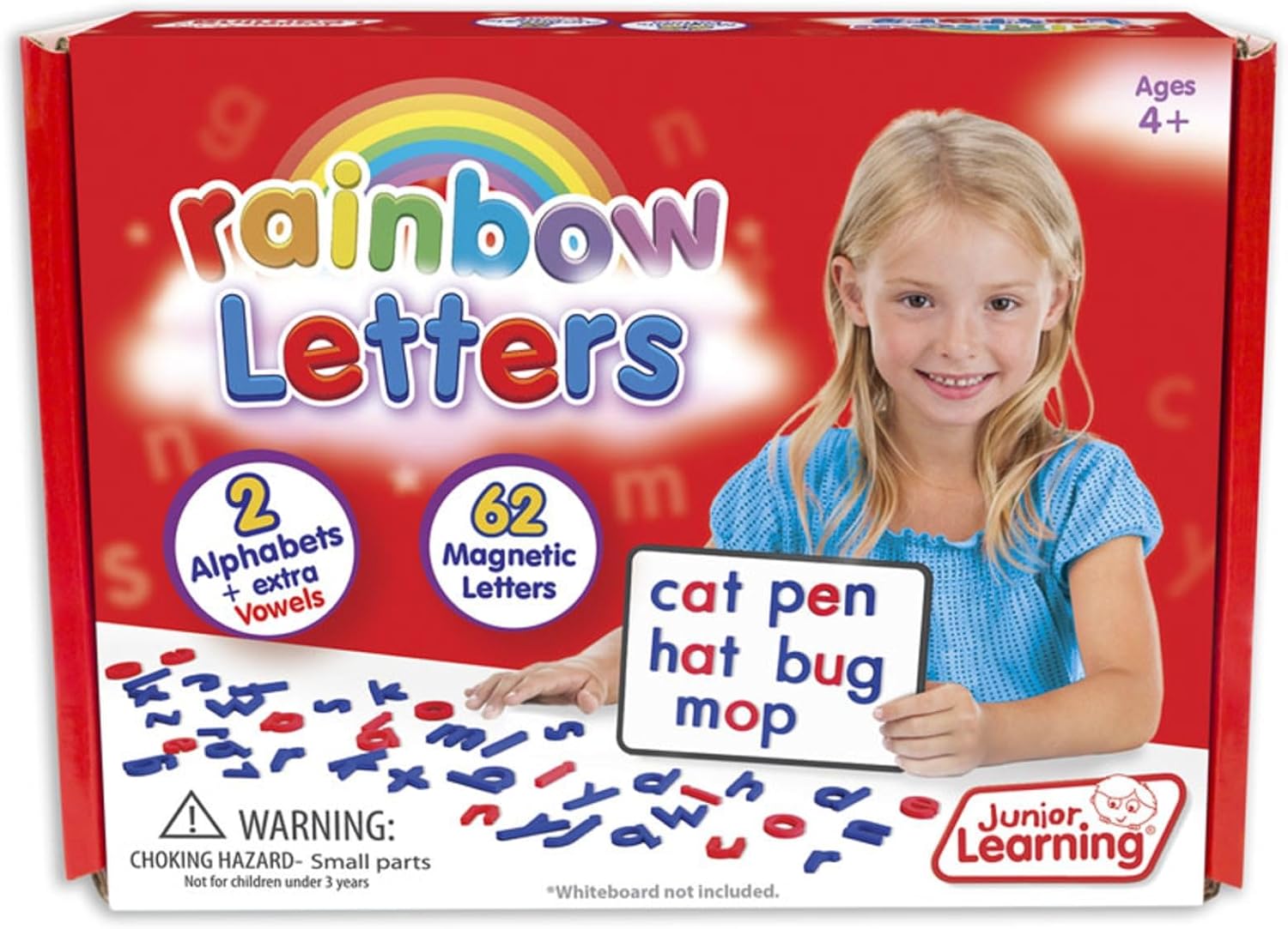 Junior Learning Rainbow Letters - Print Magnetic, Perfect for Building CVC Words, Ages 4-5, Reception - Year 1, Key Stage 1,Red,Large