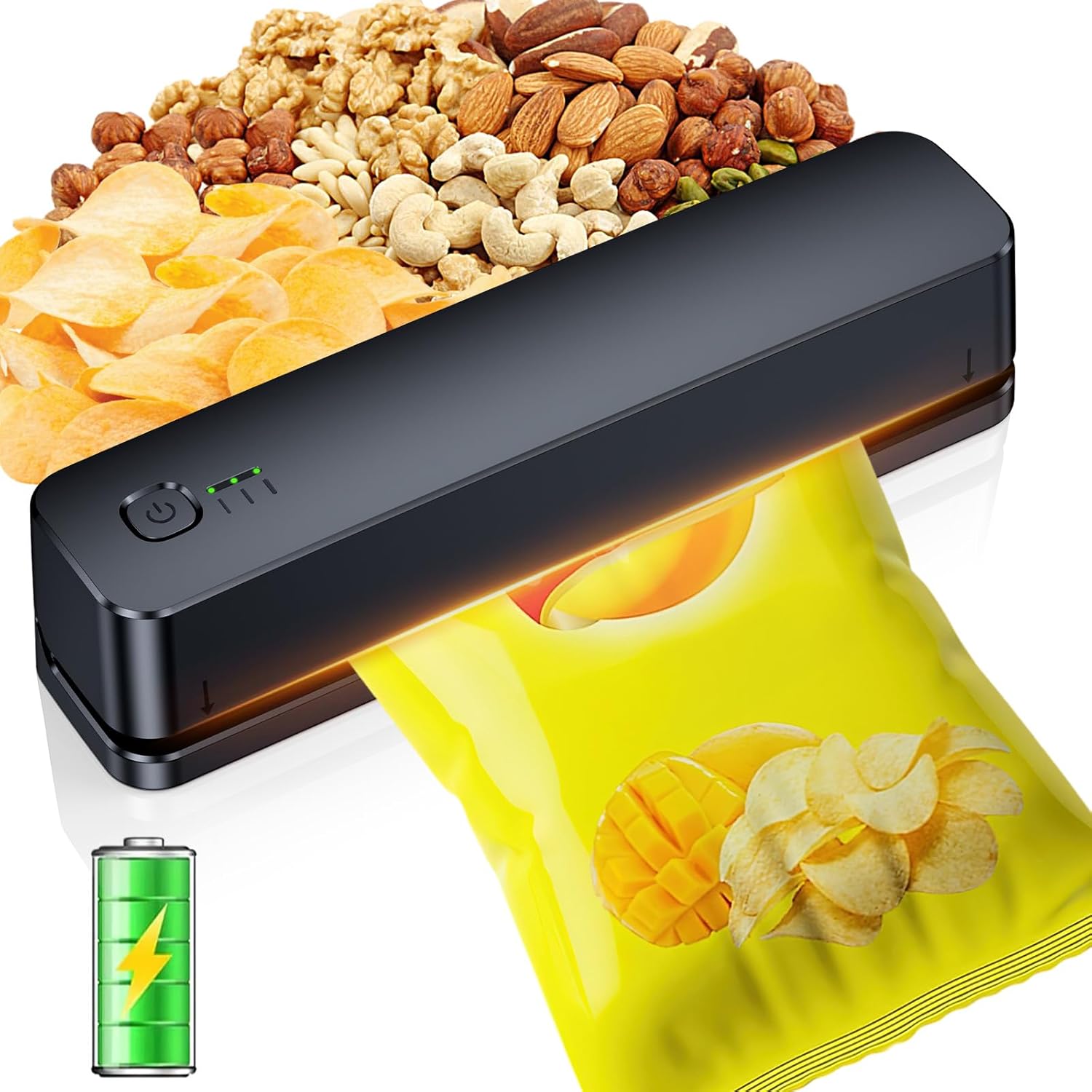 FEPPO Bag Sealer, 3000mAh Rechargeable Mini Bag Sealer with 6.2" Heating Strip, Heat Seal Portable 3 Adjustable Gears Quick Heat Sealer for Chips Snacks Candies Bags Food Storage