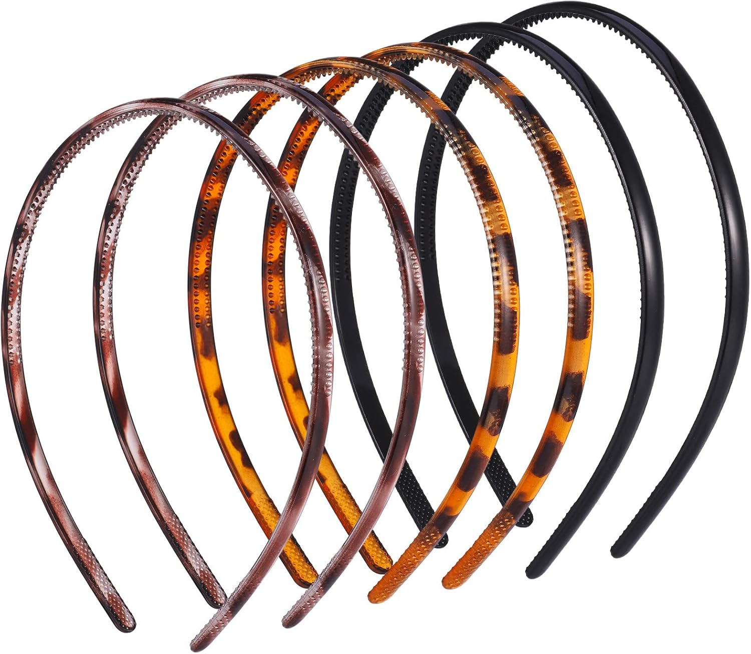 Fuyamp 6 Packs Plastic Headband With Teeth, Hair Bands Alice Band Sharks Tooth Comb Hair Accessories for Women Girls (8mm Wide)