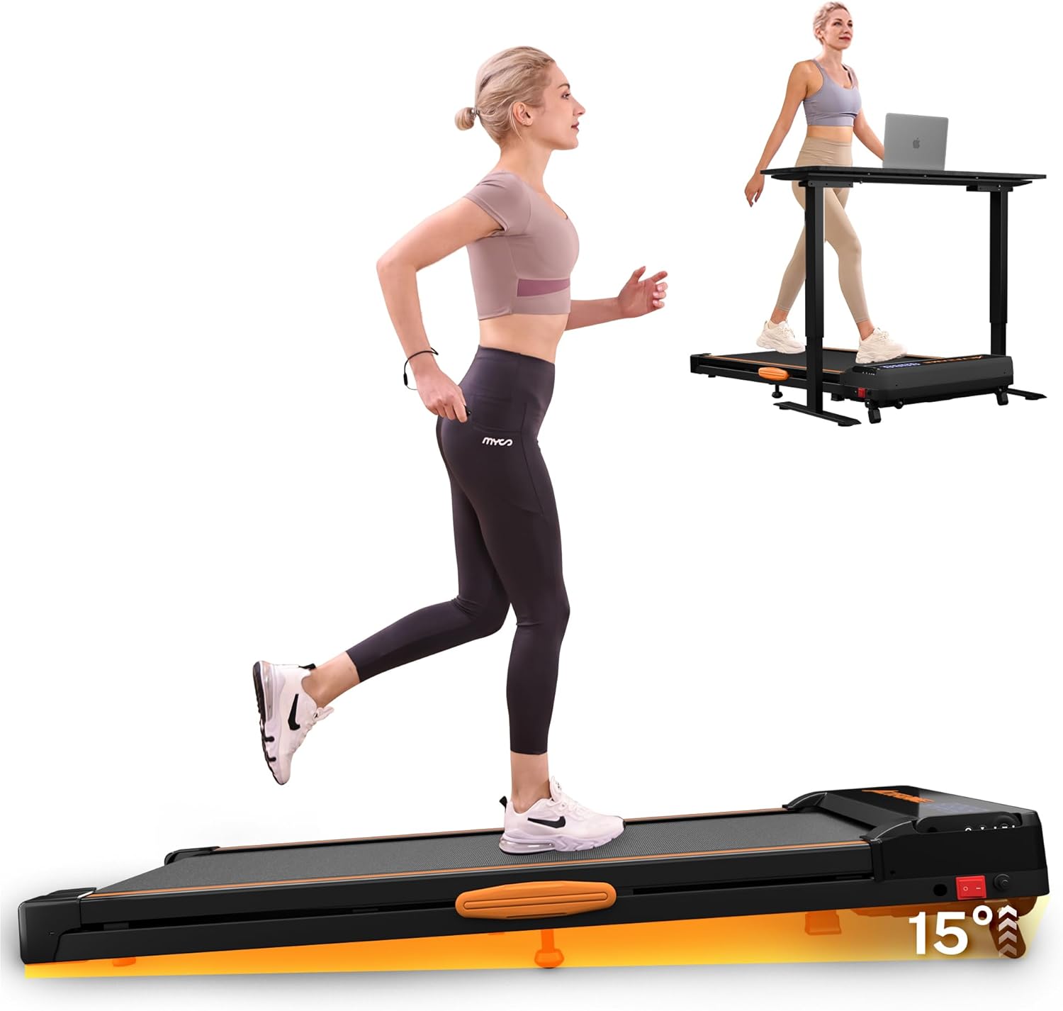 Walking Pad with Incline, Under Desk Portable Foldable Treadmill for Home Office, Walking Pad 4 in 1 for Walking Running, 2.5HP Compact Small Treadmill with Remote Control