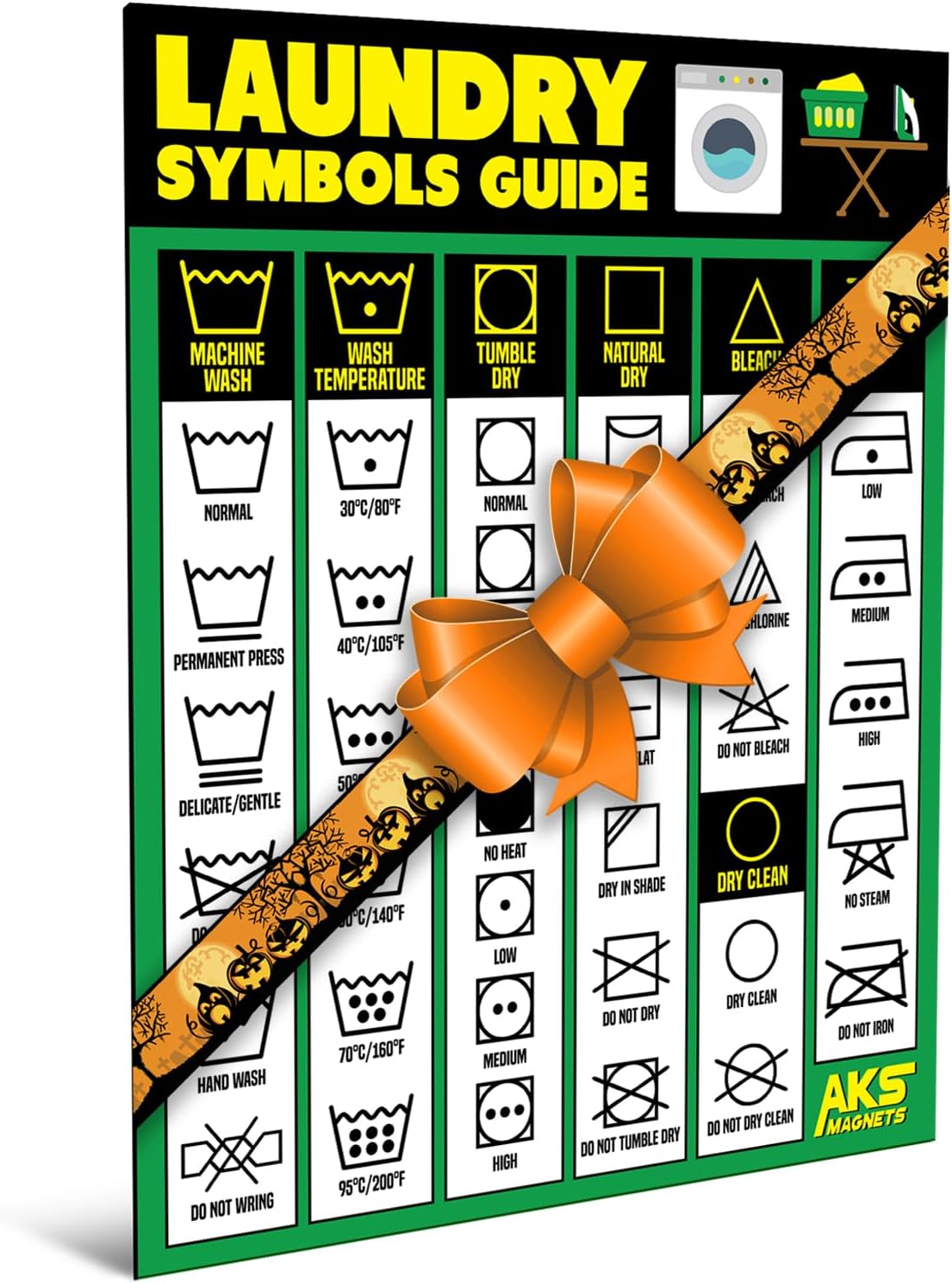 Laundry Symbols Guide Magnet - Clothing Care Instruction Cheat Sheet