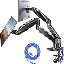 HUANUO Dual Monitor Stand for 13 to 35 inch, Premium Dual Monitor Mount with USB, Height Adjustable Monitor Stand for 2 Monitors, VESA Mount with Clamp/Grommet Base, Each Arm Hold up to 26.4lbs, Black