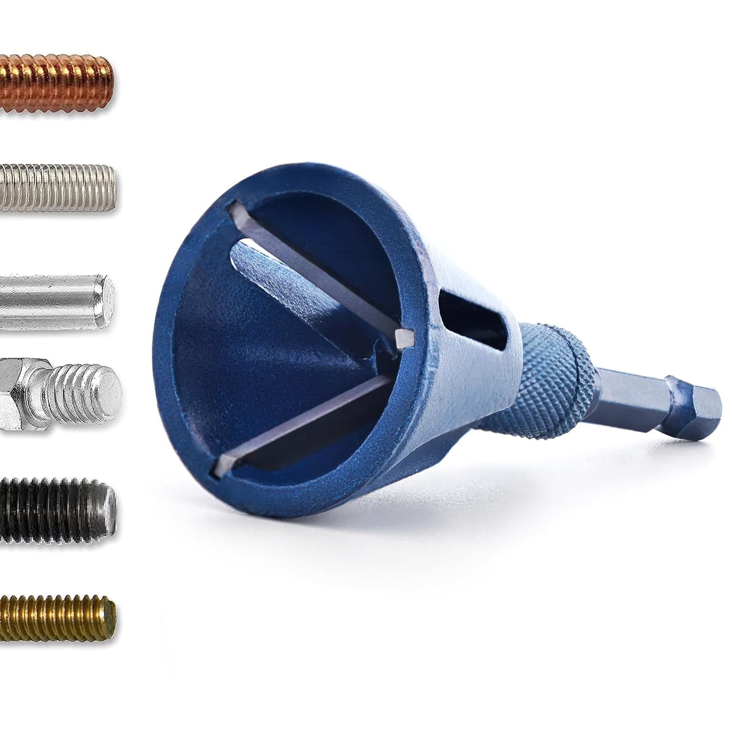 Deburring External Chamfer Tool, YG8 Carbide Blade, Deburring Drill Bit, Remove Burr Tools with Quick Release Shank, Repair Tools for Damaged Bolts Fits for 3/16"-1"(5mm-25mm)