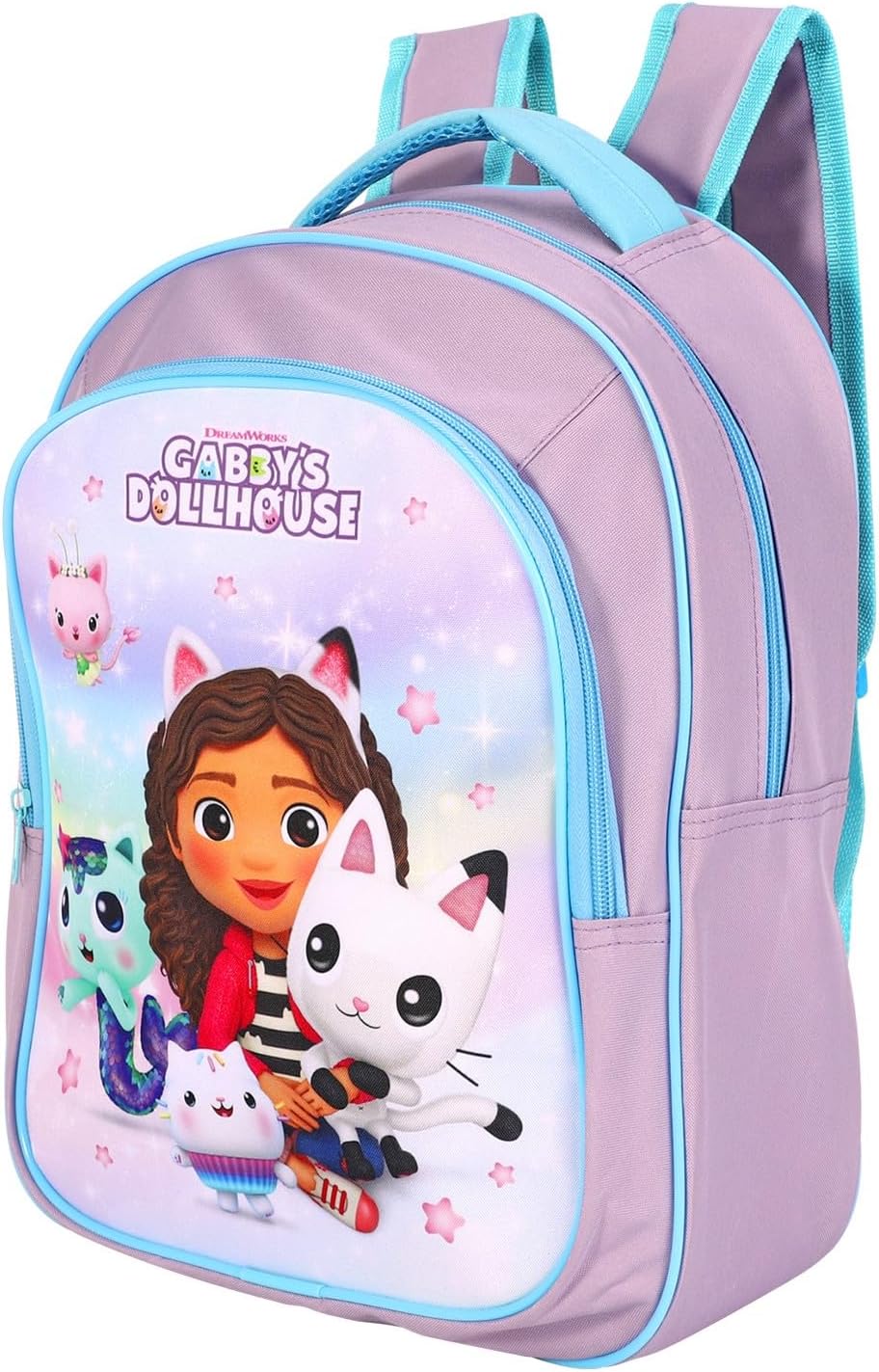 Gabby’s Dollhouse Backpack for Girls – 37cm Purple School Bag with Pocket & Side Mesh – Official Gabby Rucksack for Kids