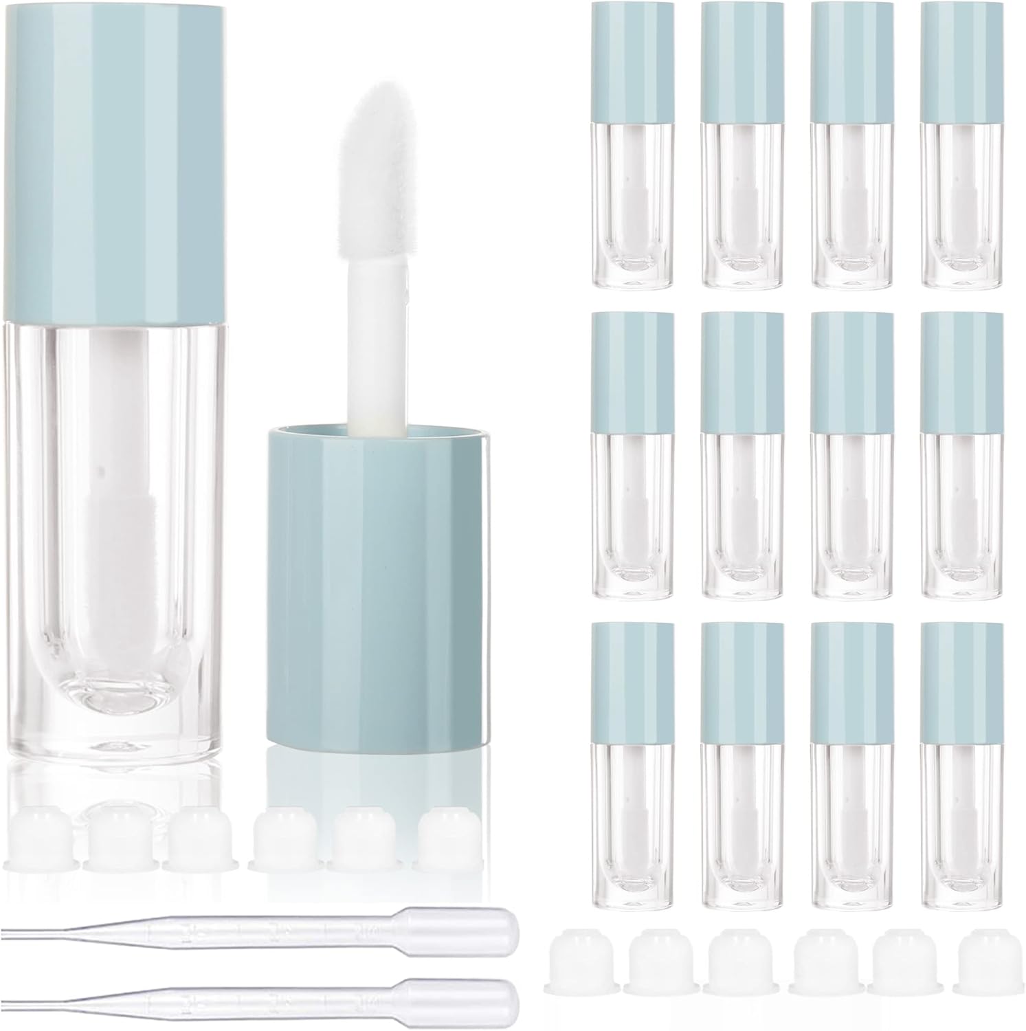 COSIDEA 14pcs Empty round 6ml lipgloss big wand tubes for DIY lip gloss,blue lipgloss containers