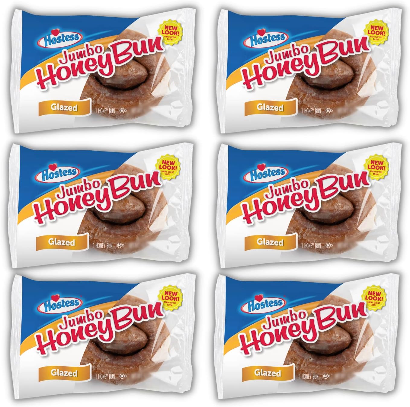 Hostess Jumbo Honey Bun Snack Cakes 4 oz Pack of 6 (Jumbo Glazed Honey Bun)
