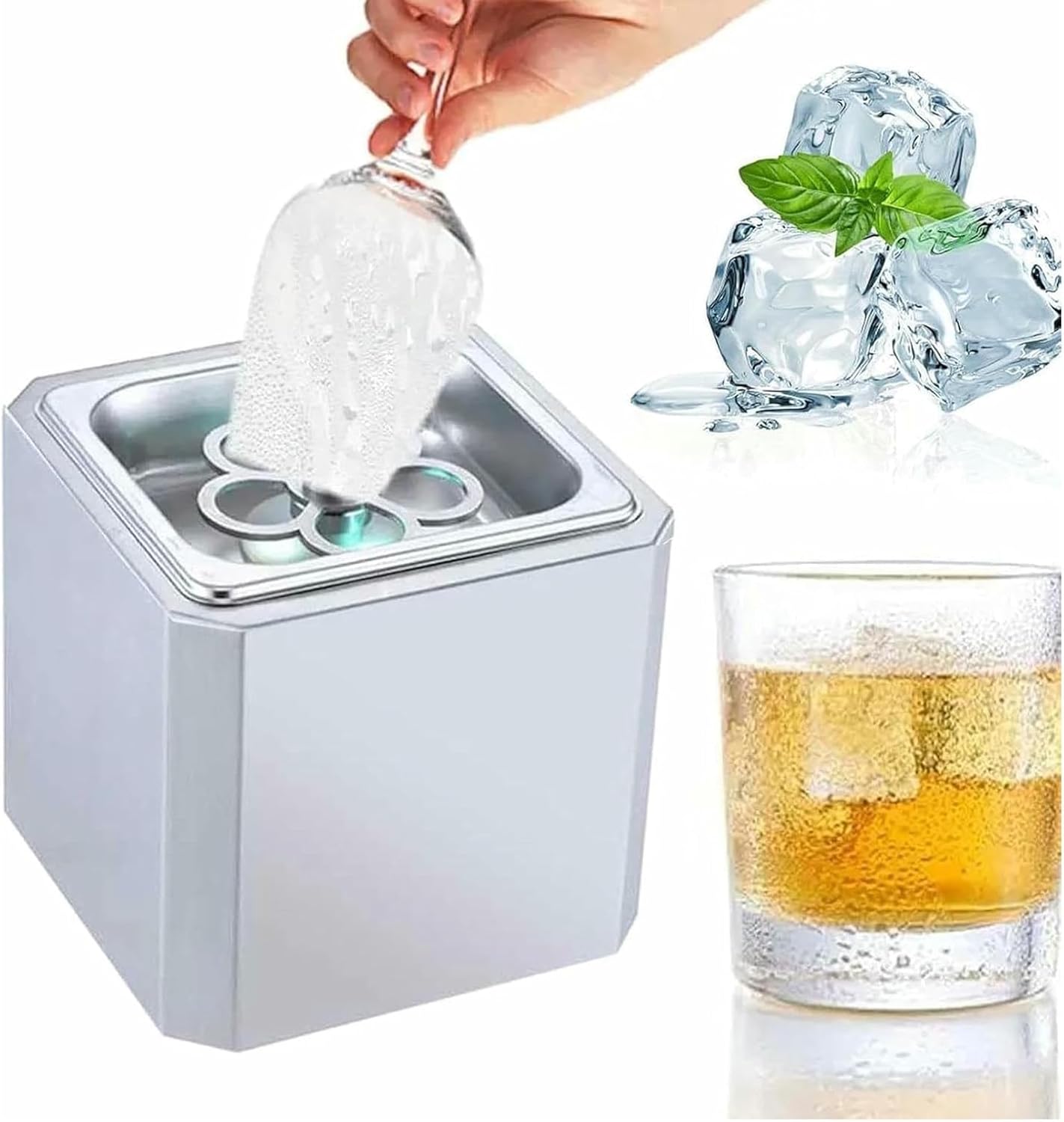 Mini Glass Chiller Glass Froster, CO2 Thrill Glass Chiller Cooler Freezer, -45°C Instant Cooling Drink Stainless Steel Chiller in 6 Seconds, Perfect for Quick Beverage Cooling