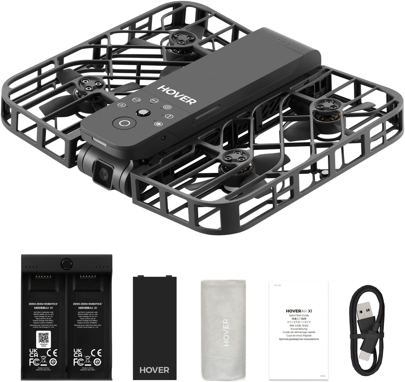 HOVERAir X1 Drone with Camera, Self-Flying Camera Drone with Follow Me Mode, Foldable Mini Drone with HDR Video Capture, Palm Takeoff, Intelligent Flight Paths, Hands-Free Control Black (Combo)