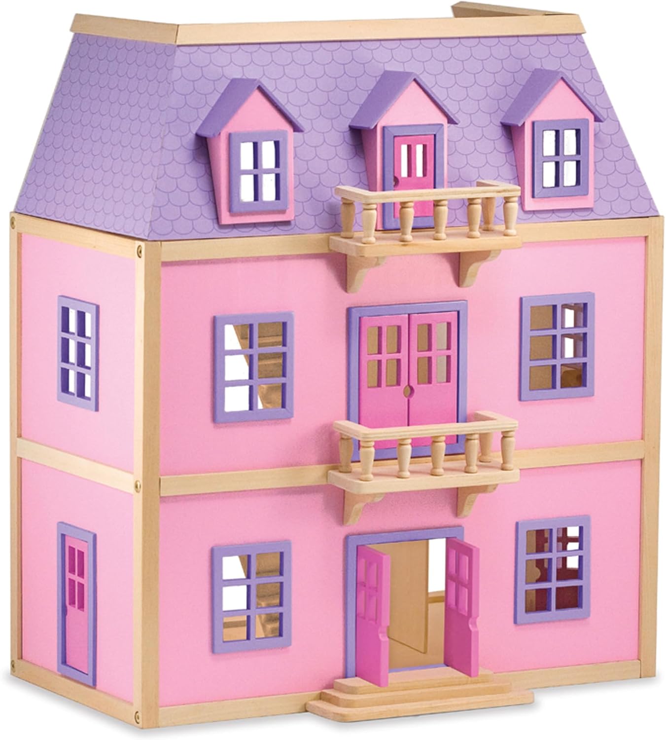 Melissa & Doug Multi-Level Wooden Dollhouse | Dolls house | Wooden dolls house | Large Playset for Girls & Boys | Dollhouses & Dolls | Toys for 3 year old boy | Gift for Boy or Girl