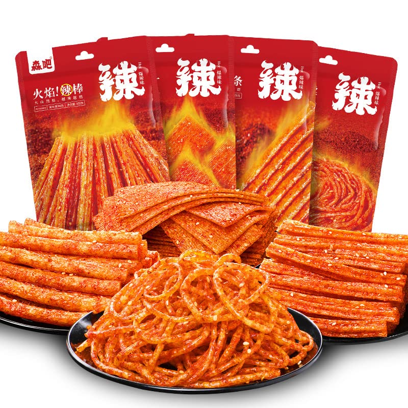 Flame Hot Strips, Hot Slices, Online Hot and Spicy Snacks (108g/Bag) Spicy Strips Chinese Snack Hot Silk, Gluten, Leisure Snacks,lataio Spicy Strips Latio (Hot Rod,1 bag)