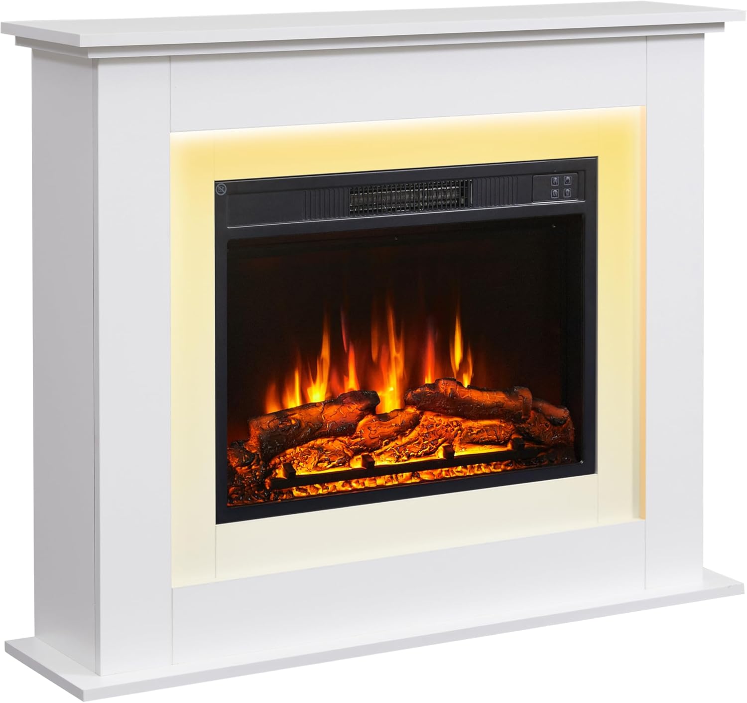 FlameKo Savannah Fireplace with 39" surround and Realistic Flame Effect Heater White Multiple Colours Available