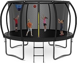 12FT/14FT/16FT Outdoor Trampoline, Trampolines for Kids and Adults with Enclosure Net & Ladder, Recreational Trampolines
