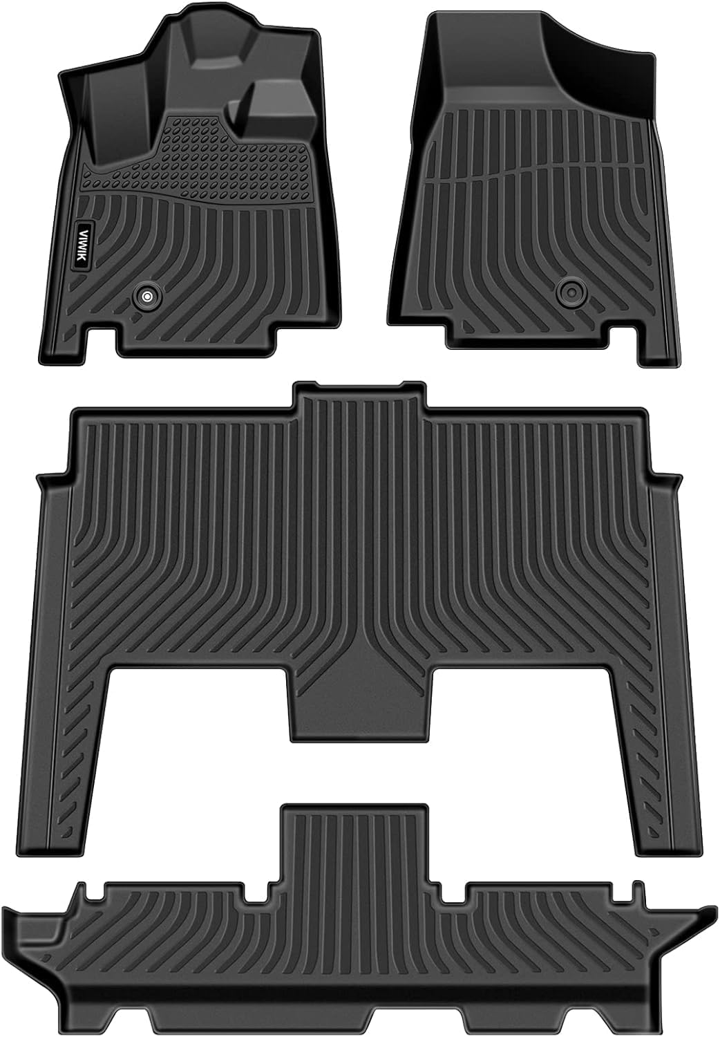 VIWIK TPE Floor Mats Custom for Dodge Grand Caravan 7 Seat 2011-2020,All Weather Car Mats Compatible for Town & Country (Stow'n Go Only) 2008-2016, Full Set Automotive Floor Mats,1st 2nd 3rd Row, 4pcs
