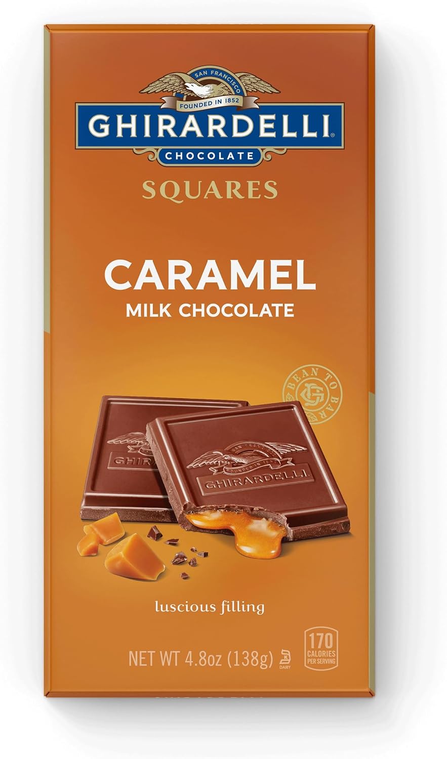 Ghirardelli Chocolate Caramel Milk Chocolate Squares Bar, 4.8 OZ Bar
