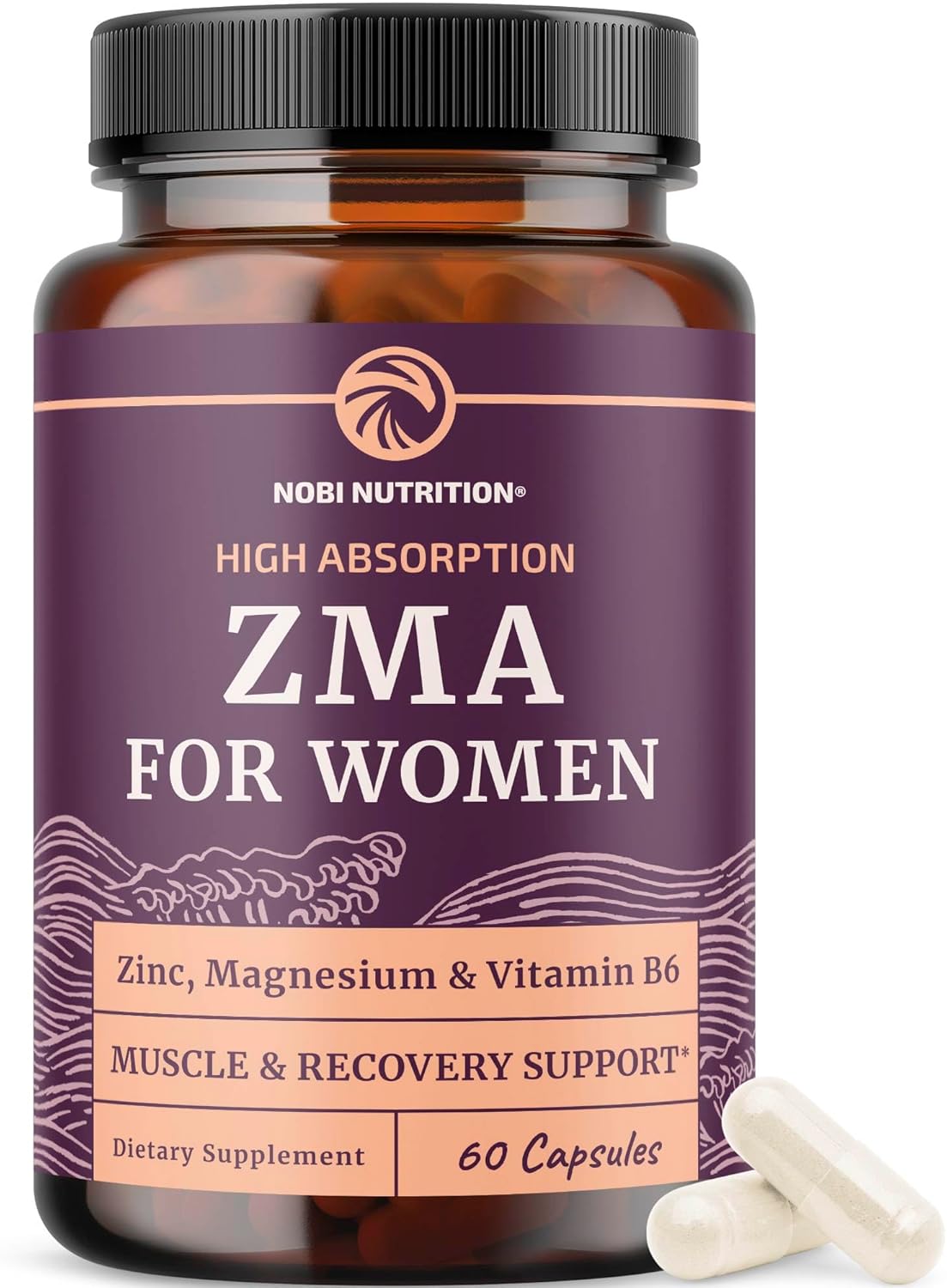 Muscle Development, Recovery & Sleep Support for Active Women | High Absorption Zinc Magnesium Aspartate with VIT B6 | Zinc and Magnesium Supplement for Post Workout Support | 60 Ct.