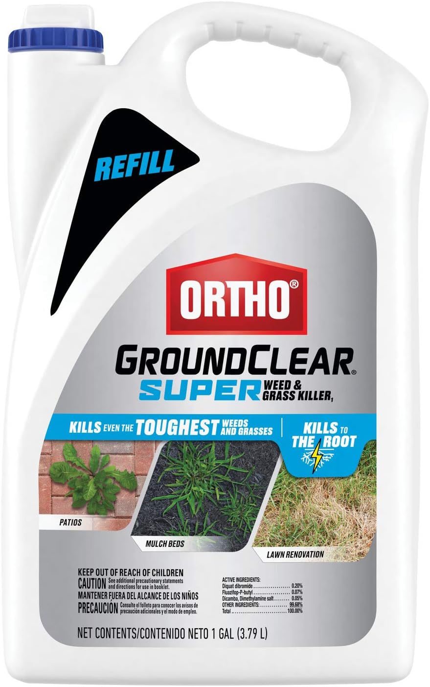 Ortho GroundClear Super Weed & Grass Killer1: Refill, Fast-Acting, See Results in Hours, For Patios and Landscaped Areas, 1 gal.