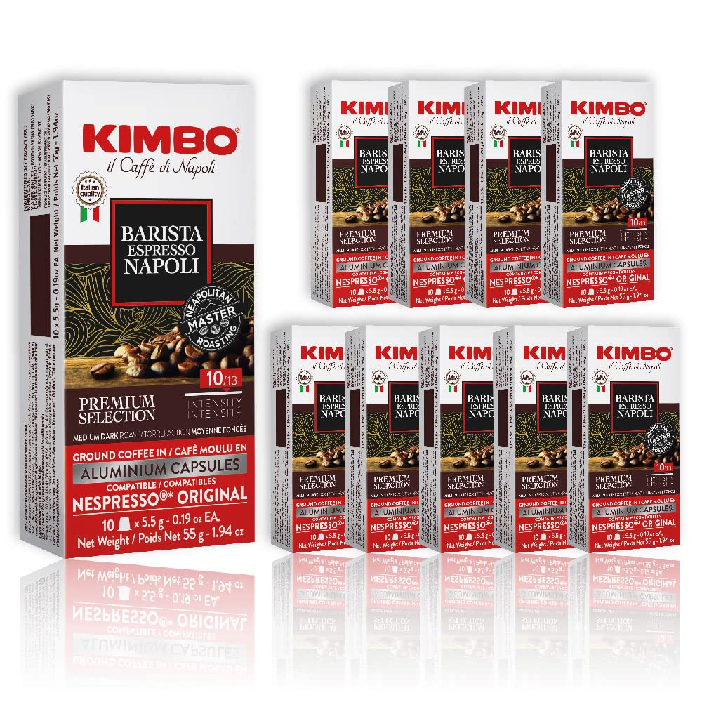 Kimbo Espresso Capsule Coffee, Nespresso Compatible, Napoli, Medium Roast, 100 Count