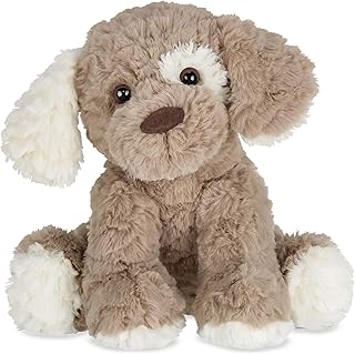 Bearington Collection Beige and Brown Dog 11 Inch Stuffed Dog - Puppy Stuffed Animal - Plush Dog
