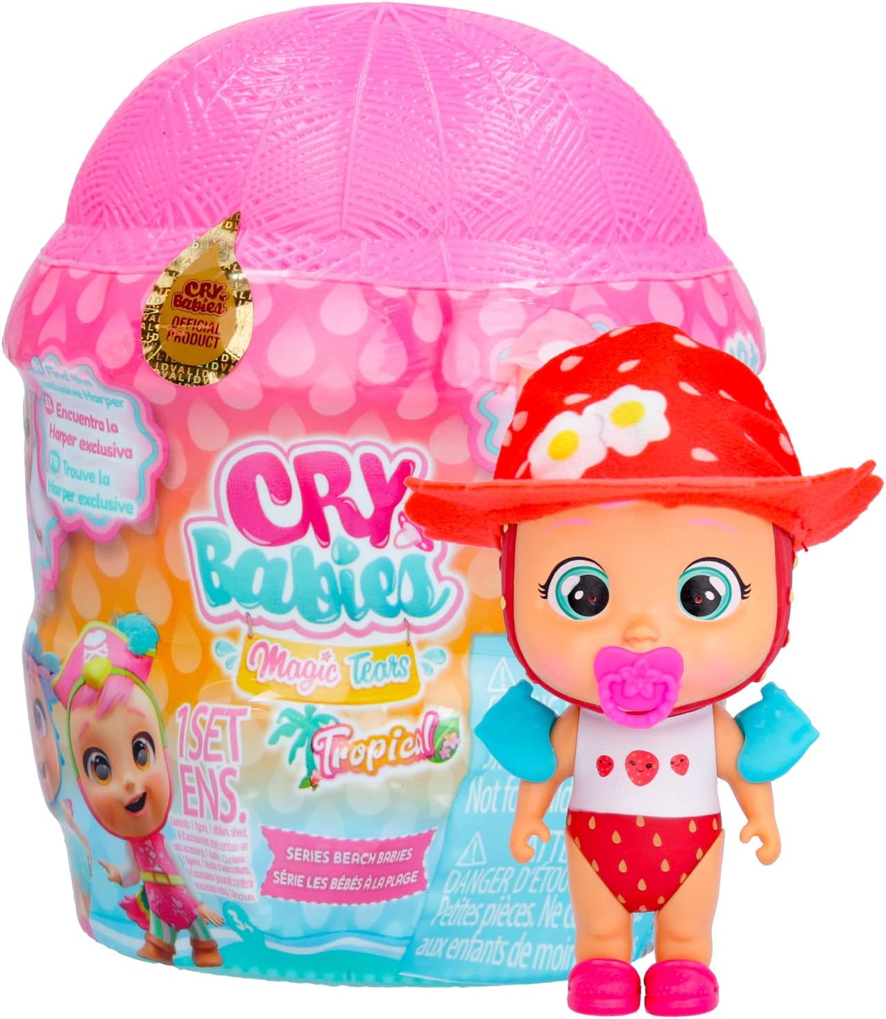 Cry Babies Magic Tears Tropical World - Beach Babies Series | 8+ Surprises, Accessories, Surprise Doll - Great Gift for Kids Ages 3+