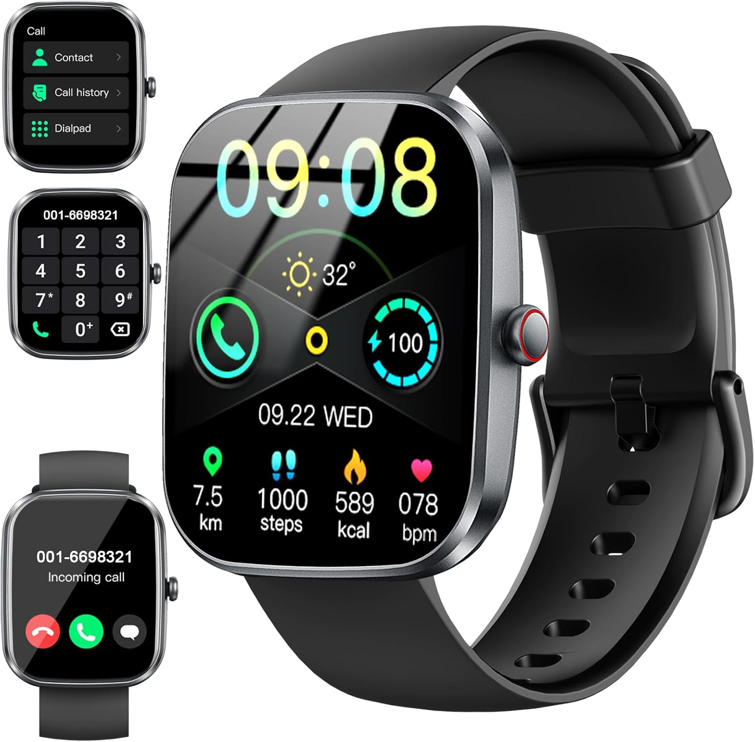 Smart Watch(Answer/Make Call), 1.91" Smartwatch for Men Women, 2025 Fitness Watch with 110+ Sport Modes, Fitness Activity Tracke with Pedometer/Sleep Monitor/Heart Rate/IP68 Waterproof,for Android iOS