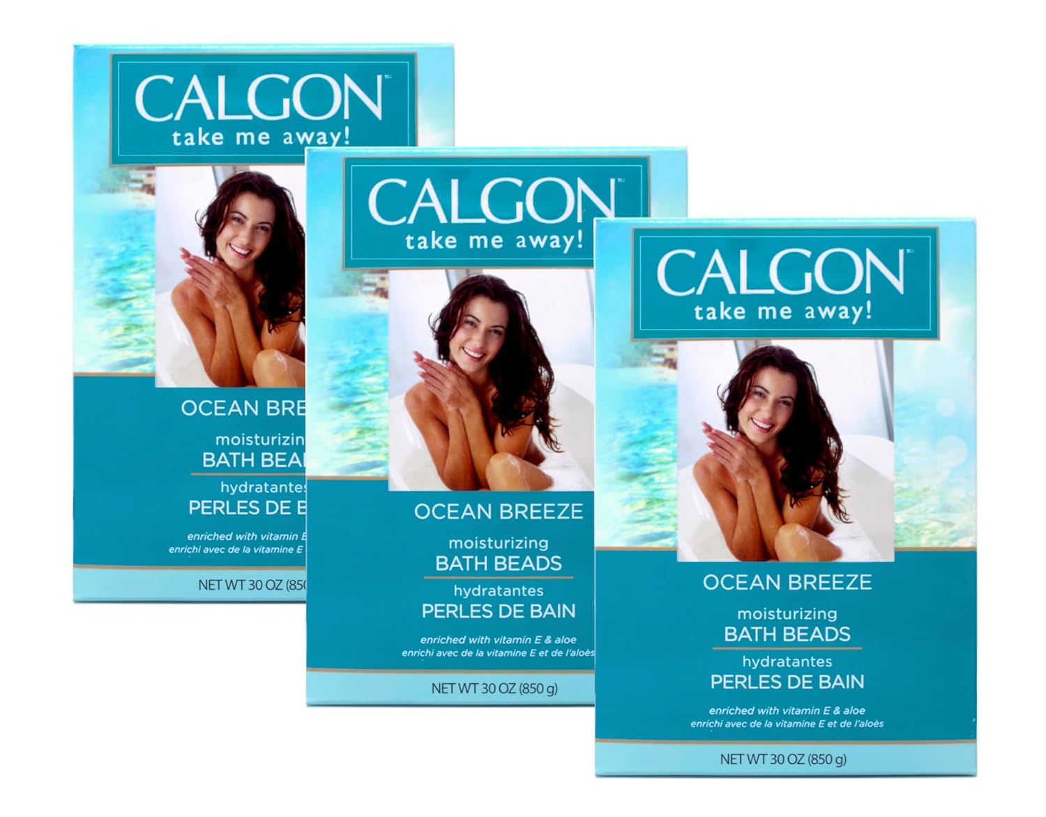 Calgon Ultra Moisturizing Bath Beads 30 Oz (Ocean Breeze, Pack of 3)