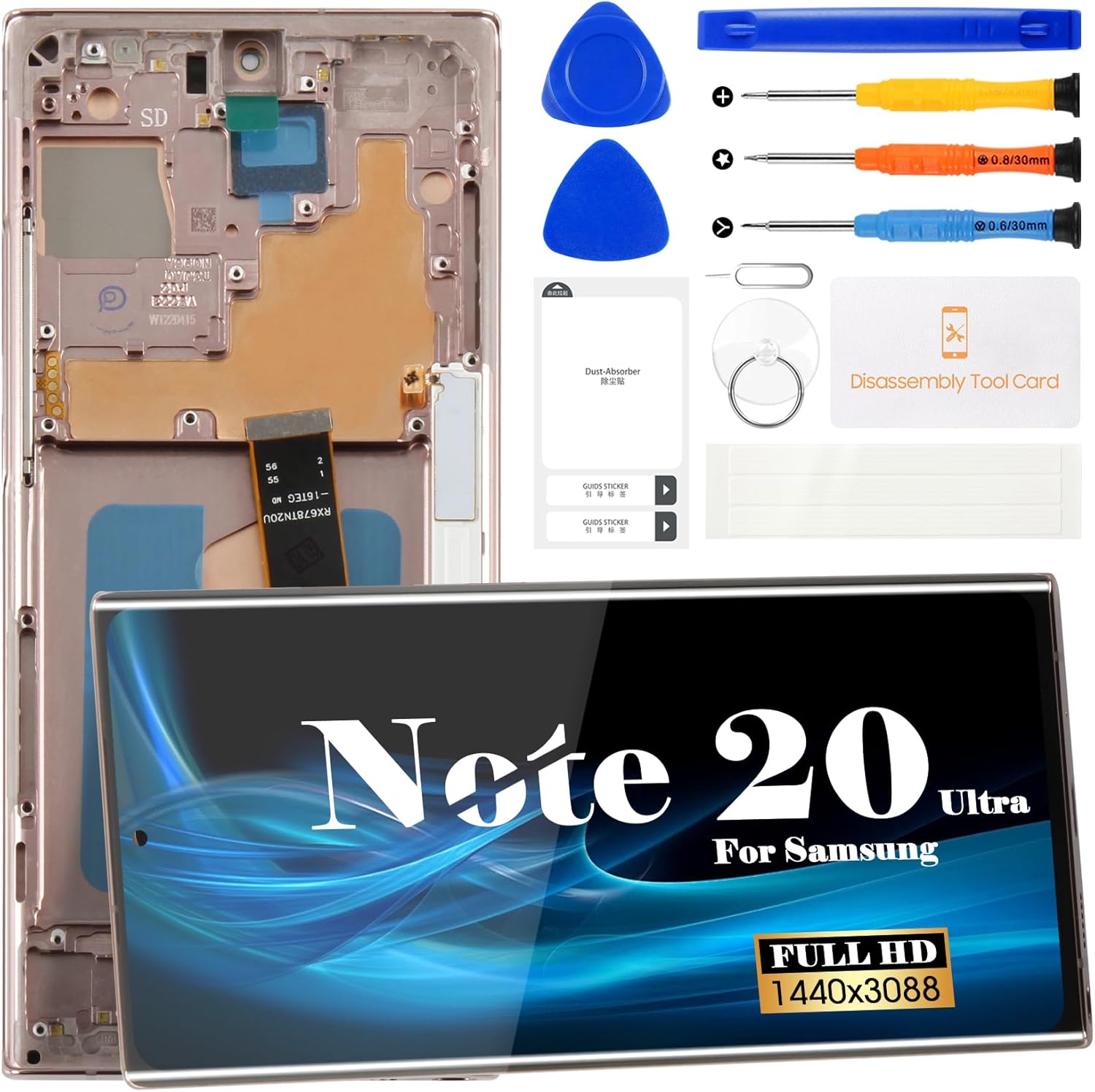 OLED for Samsung Note 20 Ultra 4g Screen Replacement for Samsung Galaxy Note 20 Ultra 5g LCD Screen Kits SM-N986U SM-N985F/DS Digitizer Repair Touch Display Assembly with Frame (Mystic Bronze, Gold)