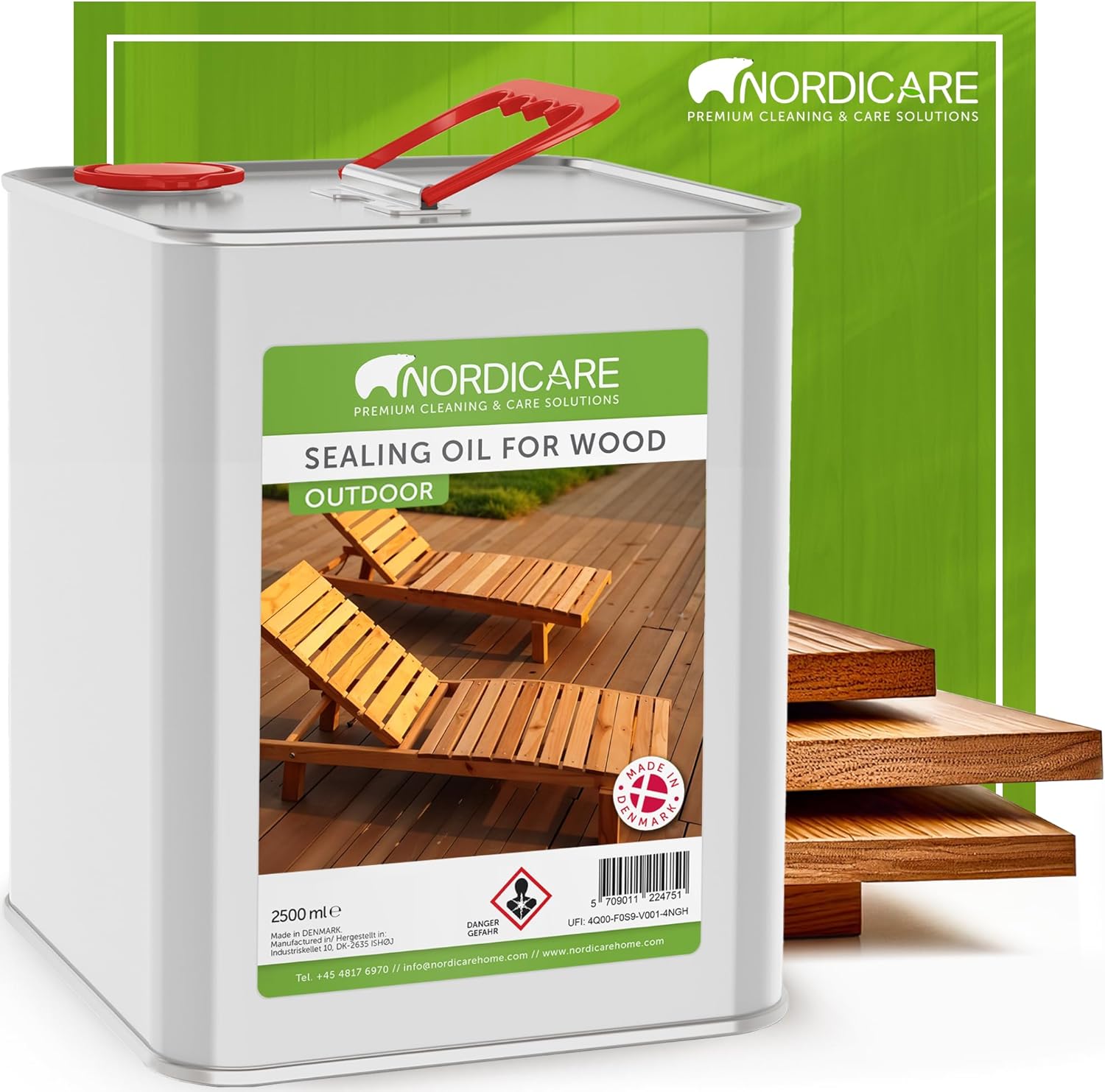 Nordicare Sealing Wood Oil for Outdoor Garden Furniture - Teak Oil for Wood Outdoor Furniture - Suitable for All Outdoor Types of Wood, for Wood Exterior Protection - Easy to Apply 84.5 Oz