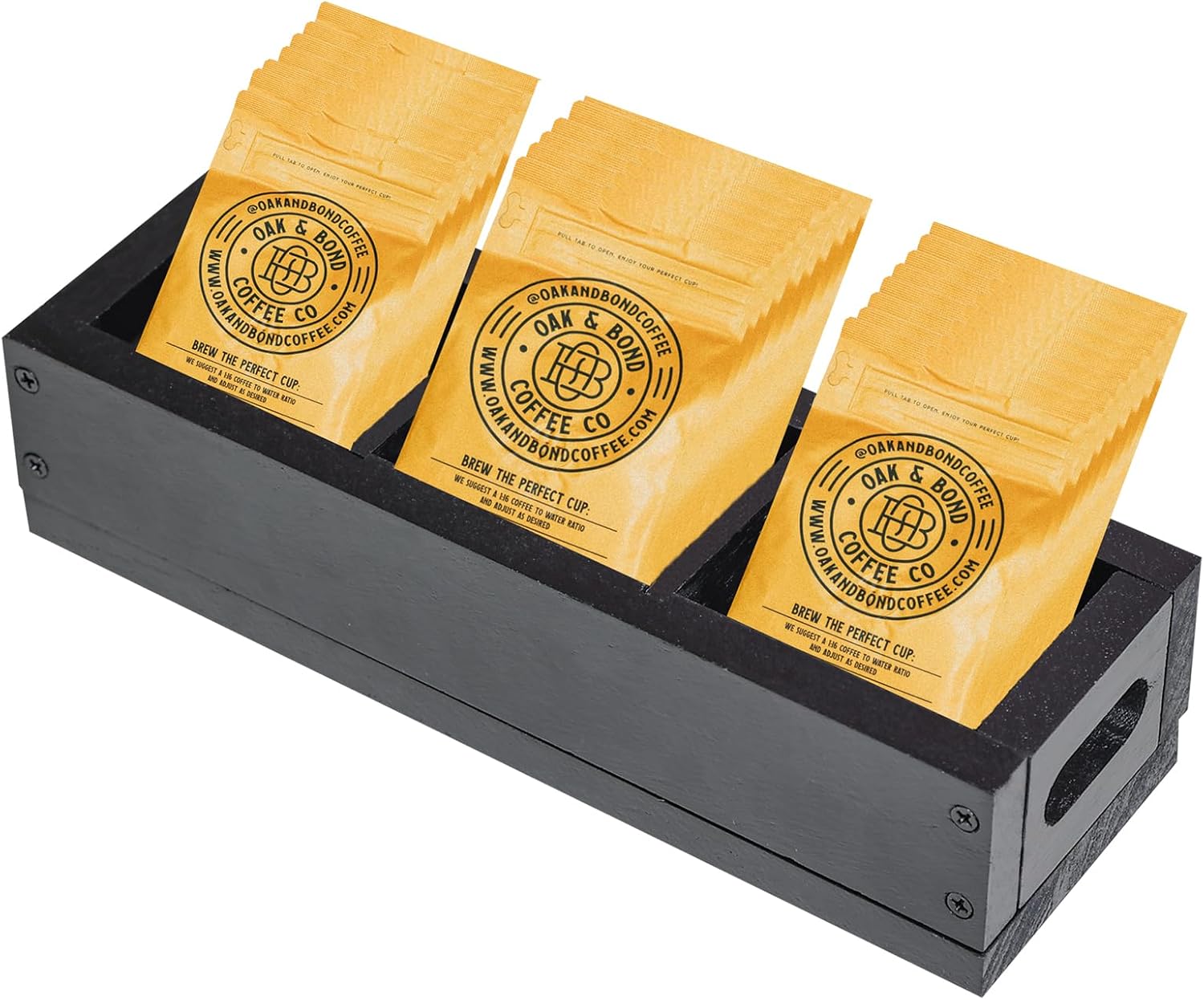 Tea Bag Holder, Black Wooden Tea Bag Organizer with Handle - 3 Compartments Tea Organizers and Storage Box for Tea Bags - Tea Storage - Mini Storage Box for Tea Bag, Coffee, Sugar Packet