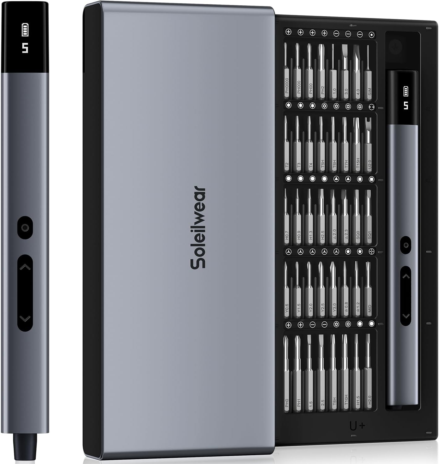 Mini Electric Screwdriver Set, Small Electric Precision Screwdriver with 5 Torque Levels, Max 0.75N.m, 500mAh Battery, 50-in-1 Cordless Power Screwdriver Kit for Laptop, Phone & Electronics Repair