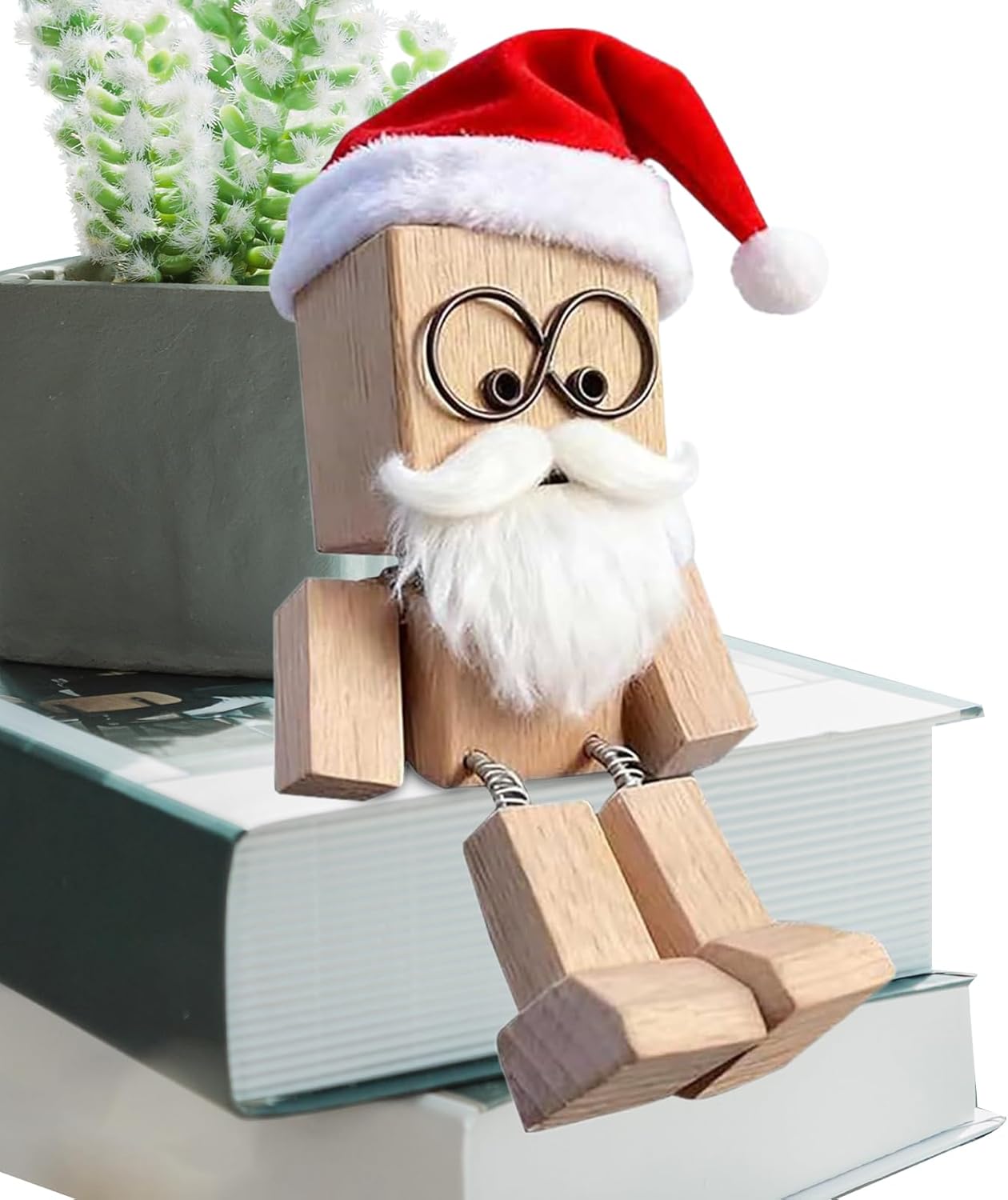 Wooden Figurines | Leg Swing Action Figurine | Santa Design Posable Figure | for Christmas Birthday Home Shelf Fireplace Desktop Dashboard Decoration