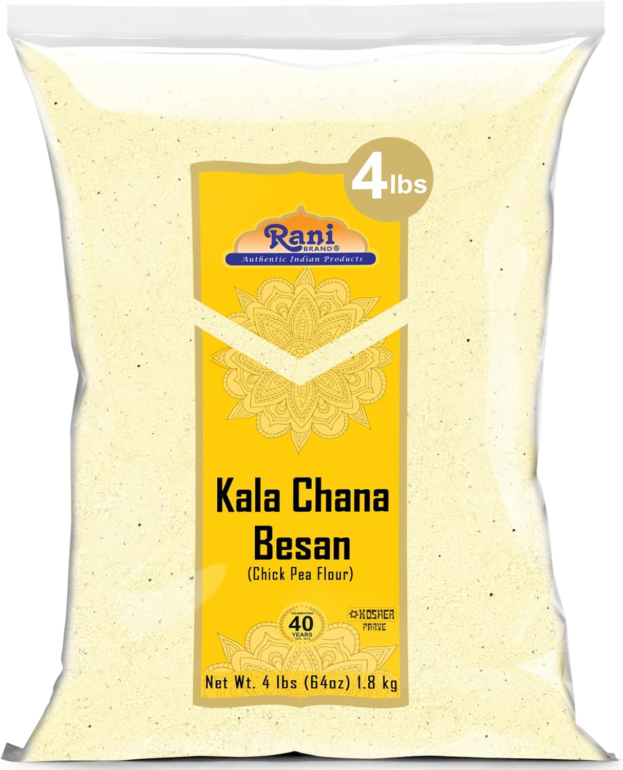 Rani Kala Chana Besan (Chick Peas Flour) 64oz (4lbs) 1.81kg Bulk ~ All Natural | Vegan | Gluten Friendly | Non-GMO | Indian Origin