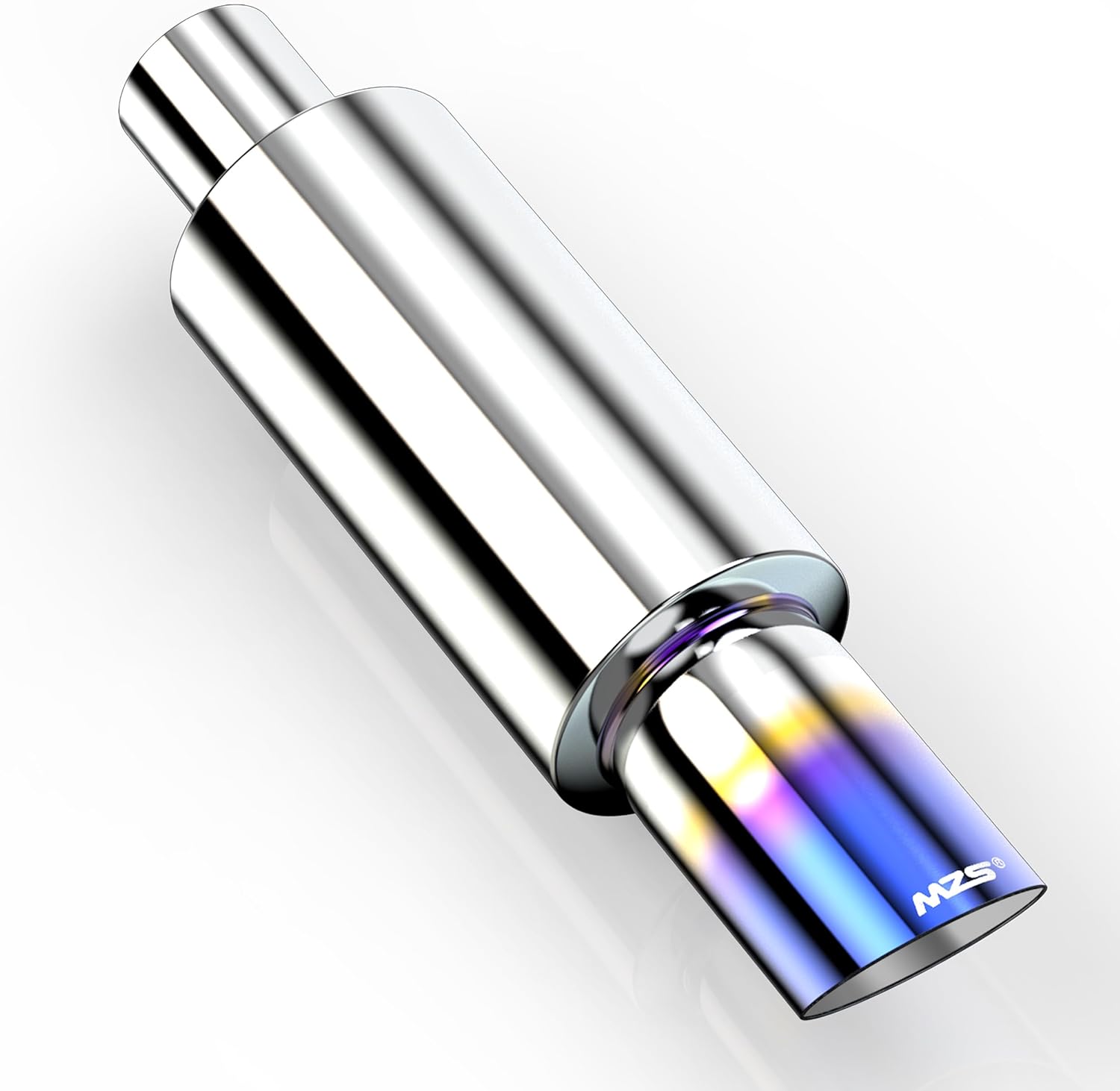 MZS Exhaust Muffler, Straight Through Stainless Steel Exhaust Tip 15" Length 2" Inlet 3" Outlet Universal for Car Sedan SUV Truck Vehicles - Titanium Burnt Tip