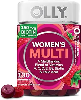 OLLY Women's Multivitamin Gummy, Vitamins A, D, C, E, Biotin, Folic Acid, Adult Chewable Vitamin, Berry Flavor, 65 Day Supply - 130 Count (Packaging May Vary)