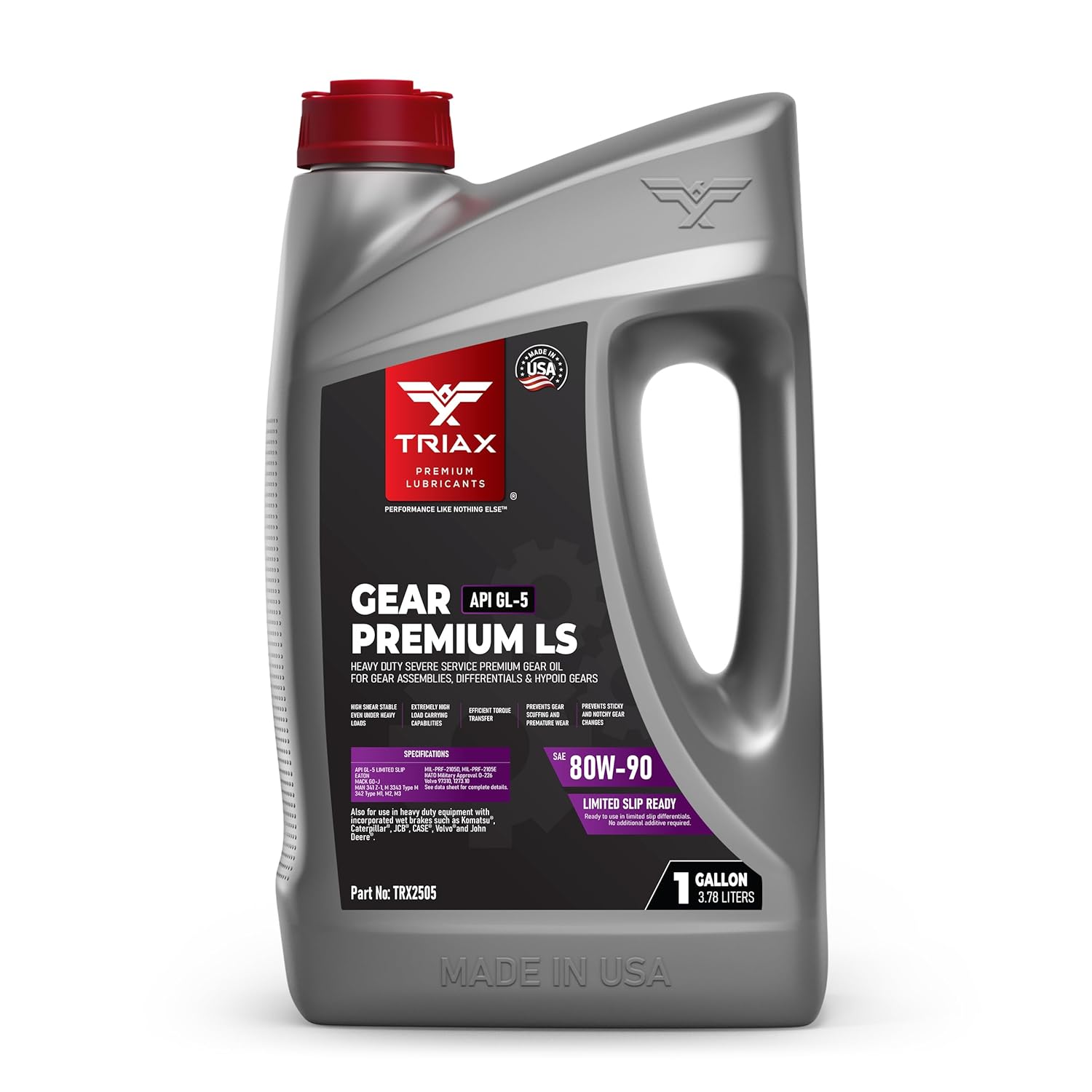 Triax Gear Premium LS 80W-90, GL-5 Limited Slip Ready, Manual Transmissions, Hypoid Gear Systems, Differentials, NATO Military Approved, Widest OEM Specification Range (1 Gallon)