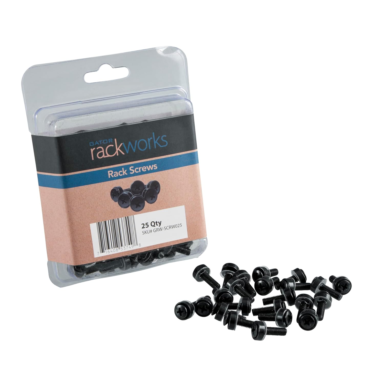 Gator Rackworks Standard Size Rack Screws, 25 Pack (GRW-SCRW025)