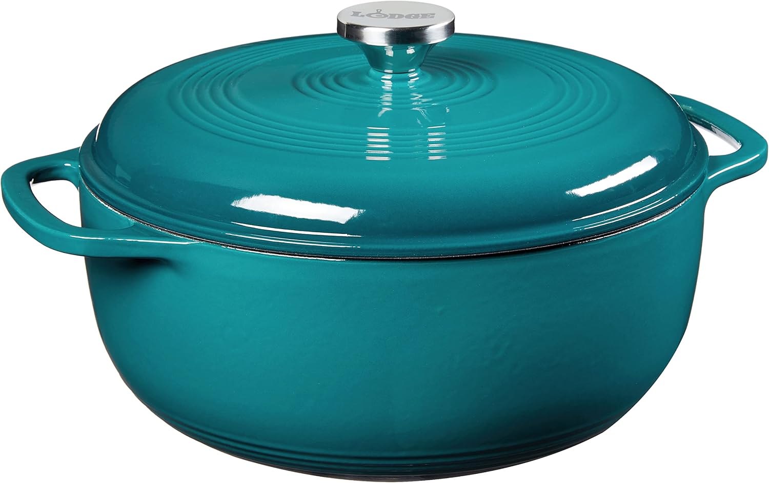 Lodge 6 Quart Enameled Cast Iron Dutch Oven with Lid – Dual Handles – Oven Safe up to 500° F or on Stovetop - Use to Marinate, Cook, Bake, Refrigerate and Serve – Lagoon