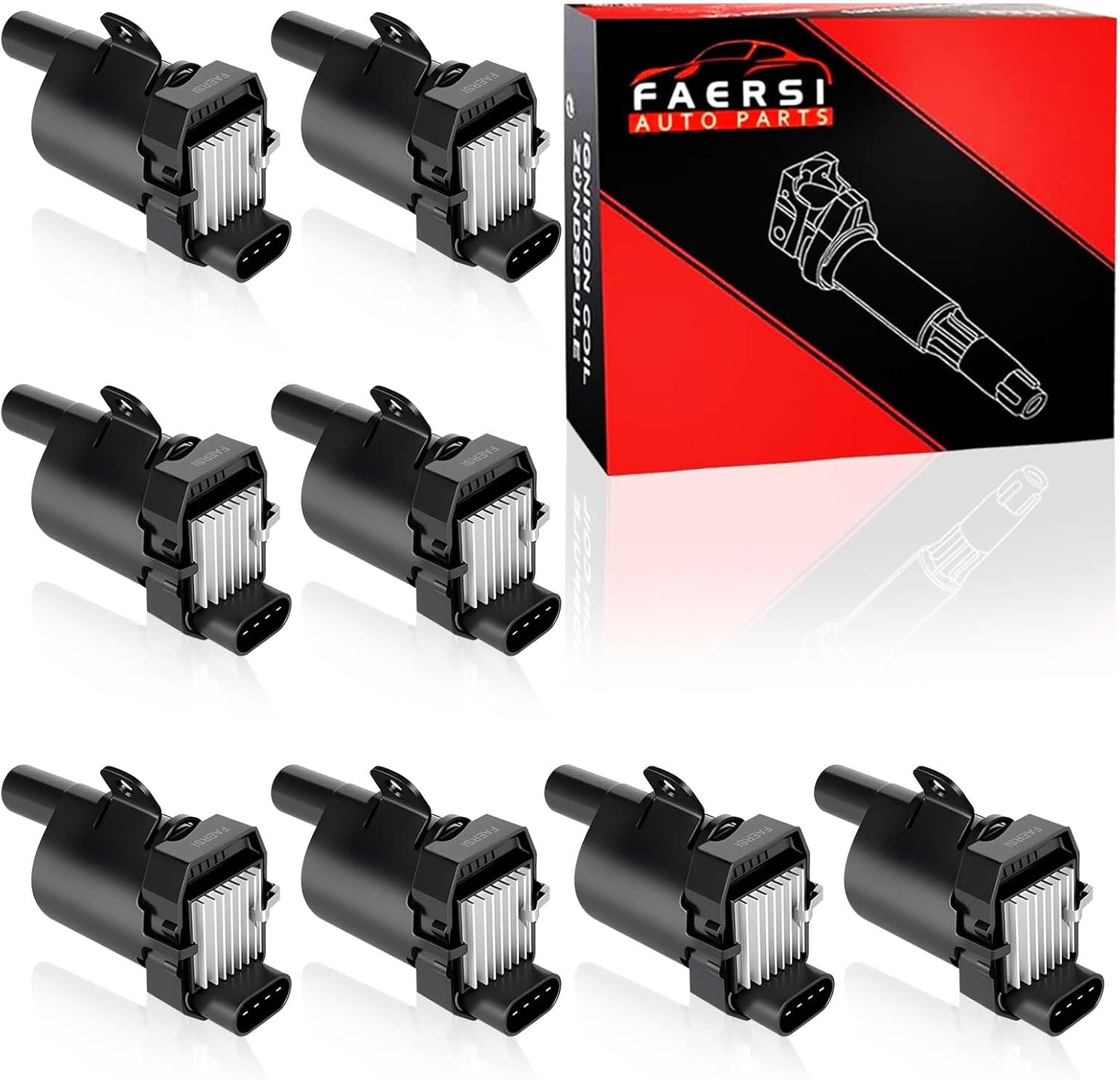 FAERSI Set of 8 Ignition Coil Pack for V8 5.3 6.0 Chevy Silverado 1500 2500 Tahoe Suburban Express GMC Sierra Yukon XL Savana Escalade 2000 2001 2002 2003 2004 2005 Coils Replaces# UF262 D585
