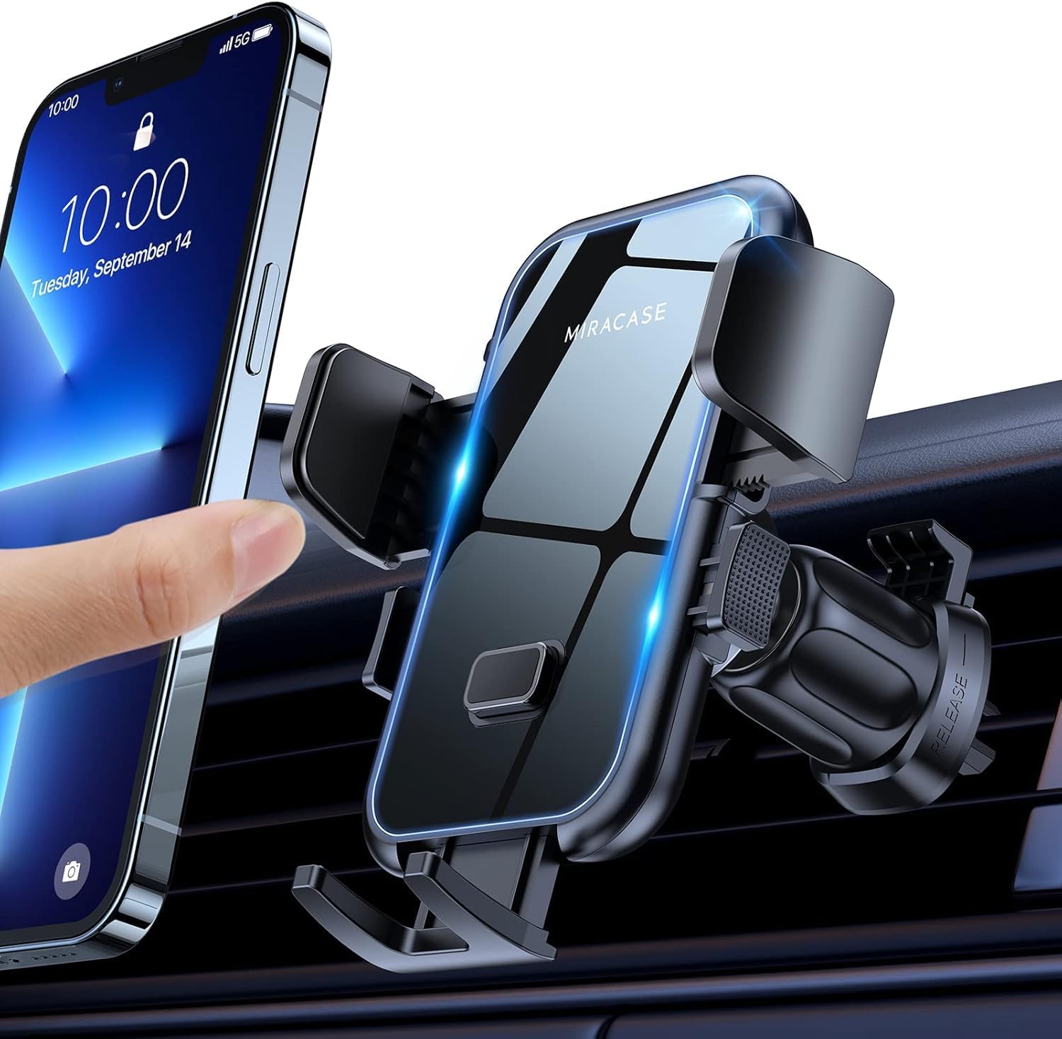 Miracase Car Vent Phone Mount, Universal Cell Phone Mount [Upgraded Vent Clip Never Fall Off] Hands Free Air Vent Phone Holders for Your Car Compatible with iPhone All Smartphones, Grey
