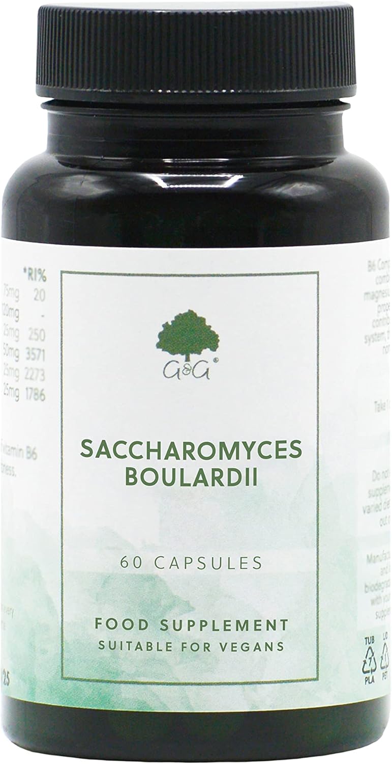 Saccharomyces Boulardii Supplement | Live Bacteria Supplement | 8 Billion Viable Organisms per Capsule | 60 Vegan Capsules | G&G Vitamins