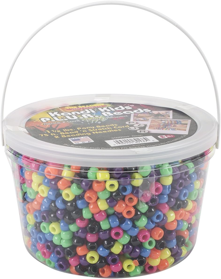 The Beadery Ultra Kandi Rave Bead Neon Bucket, Multicolor, Original Version