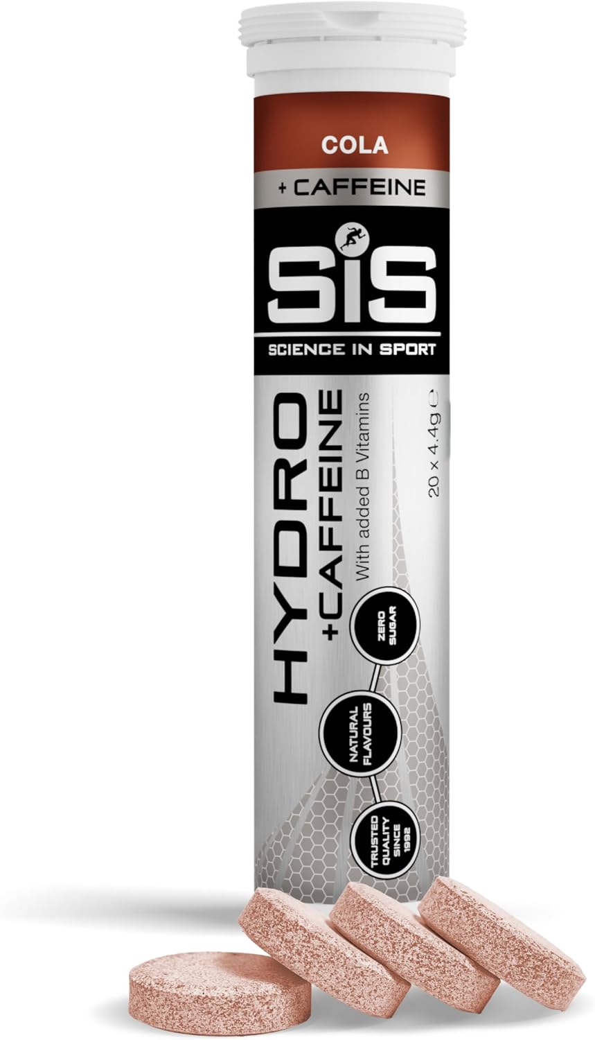 Science in Sport Hydro Electrolyte Tablets - Four Key Electrolytes and B Vitamins - Sugar-Free, Vegan & Gluten-Free Sports Hydration - Cola Caffeine - 20 Effervescent Tablets (Pack of 1)