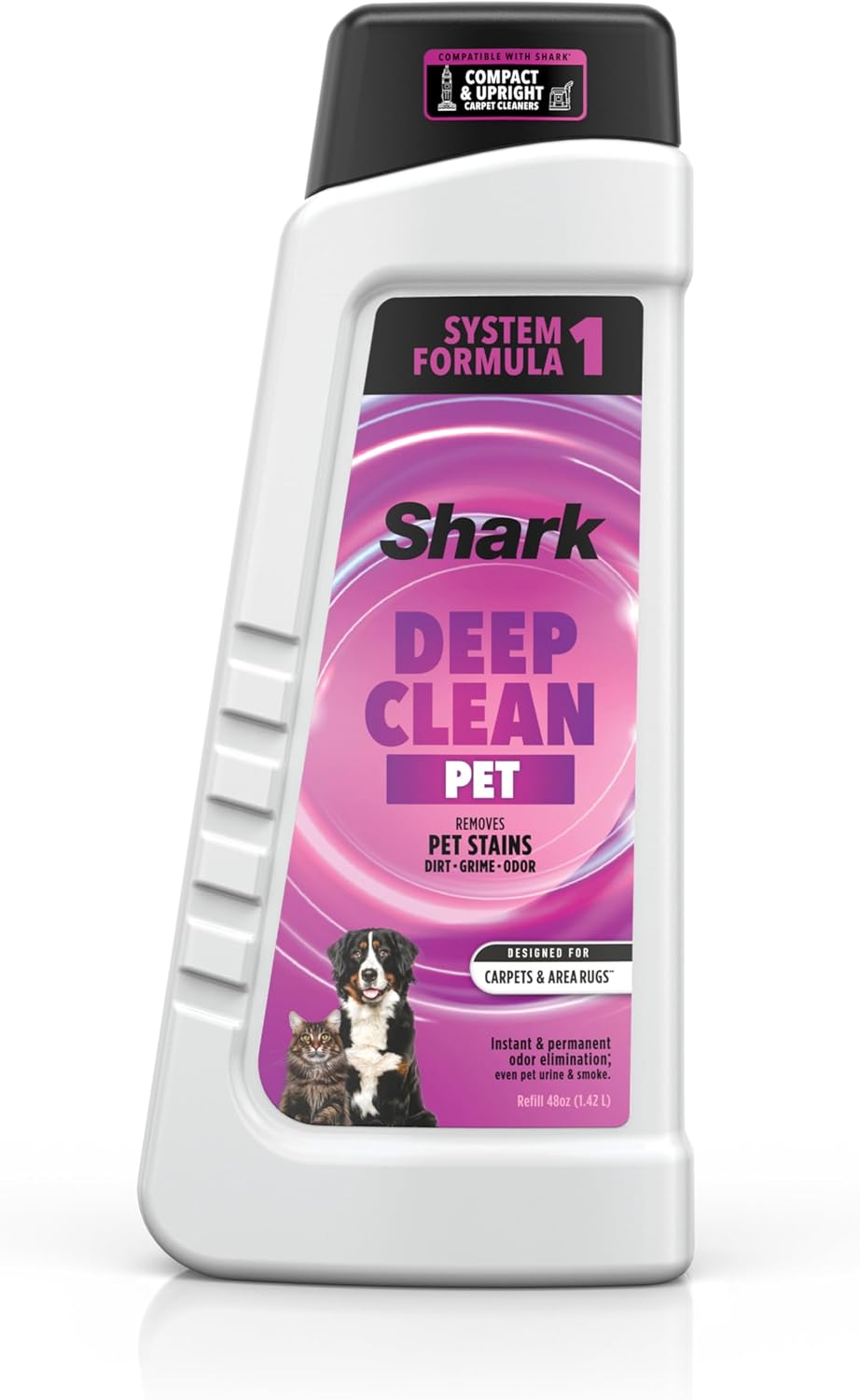 Shark Deep Clean Pet Formula for All Shark Upright and Portable Carpet Cleaners, Formulated for All Carpets, Upholstery & Area Rugs, Tackles Tough Pet Messes and Odors, 48oz, EXCP48