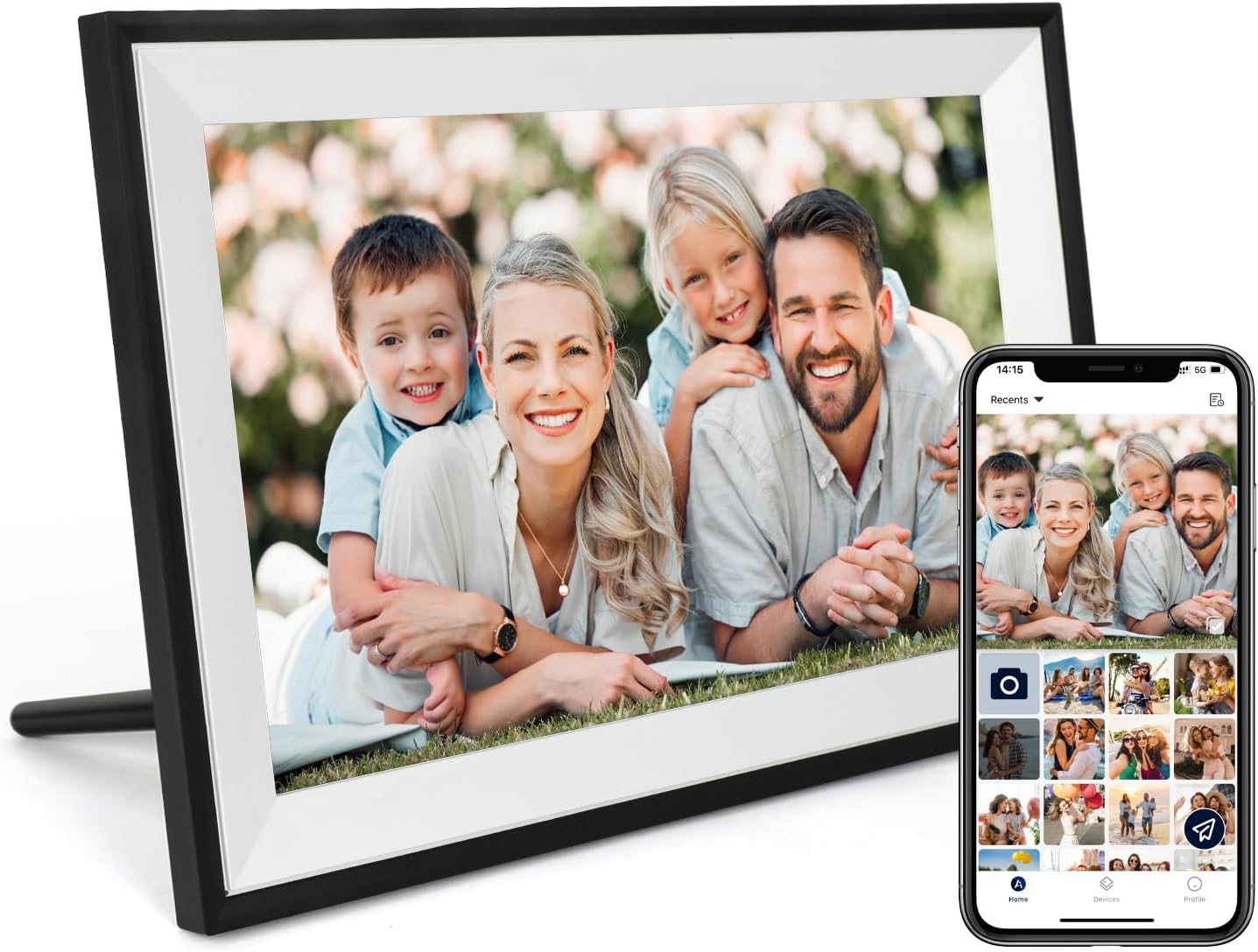Digital Photo Frame 10.1 Inch WiFi Digital Picture Frame IPS HD Touch Screen Smart Cloud Photo Frame with 32GB Storage, Auto-Rotate, Easy Setup to Share Photos or Videos Remotely via AiMOR APP (Black)