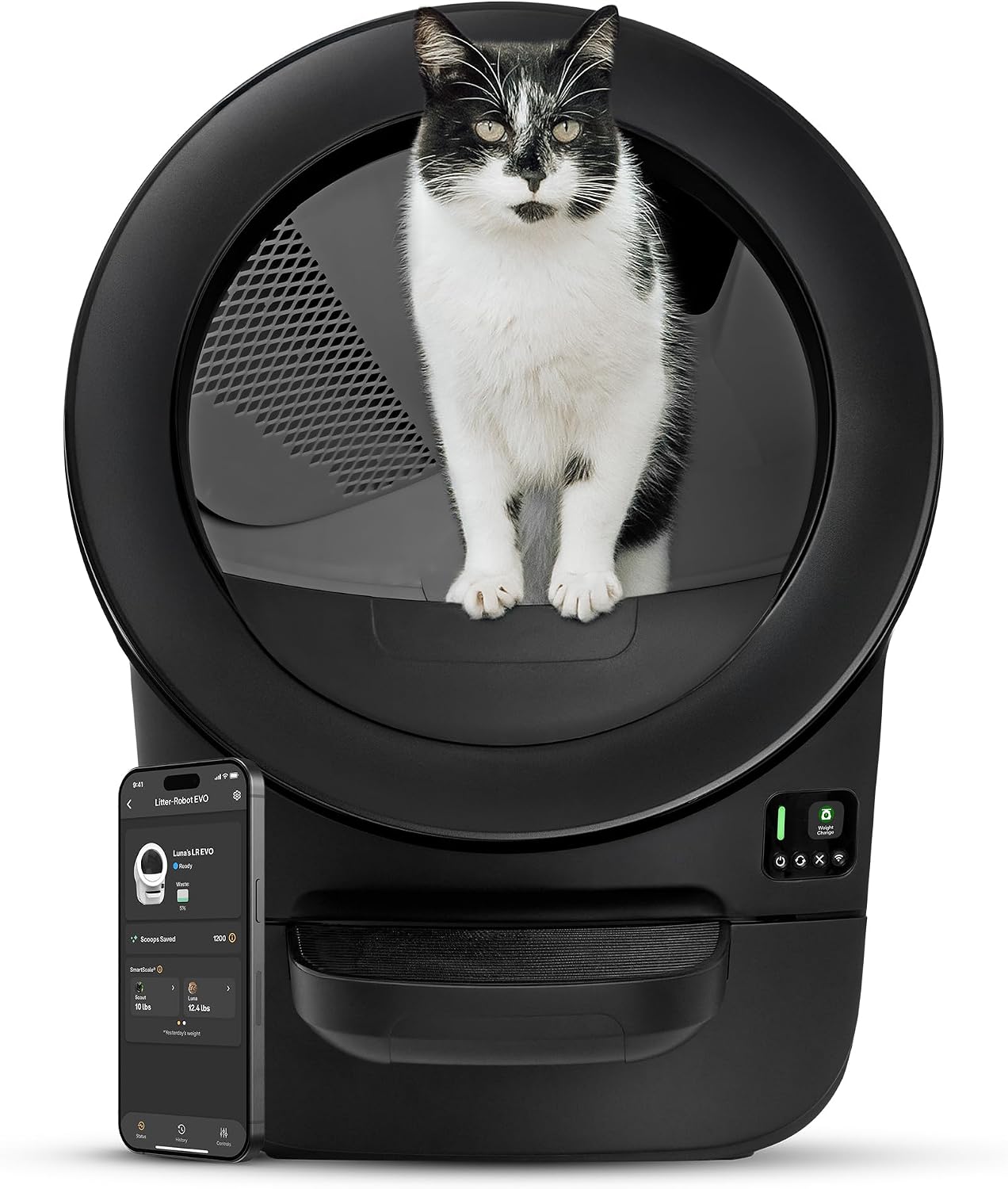 Whisker Litter-Robot EVO, Black - Automatic Self-Cleaning Cat Litter Box