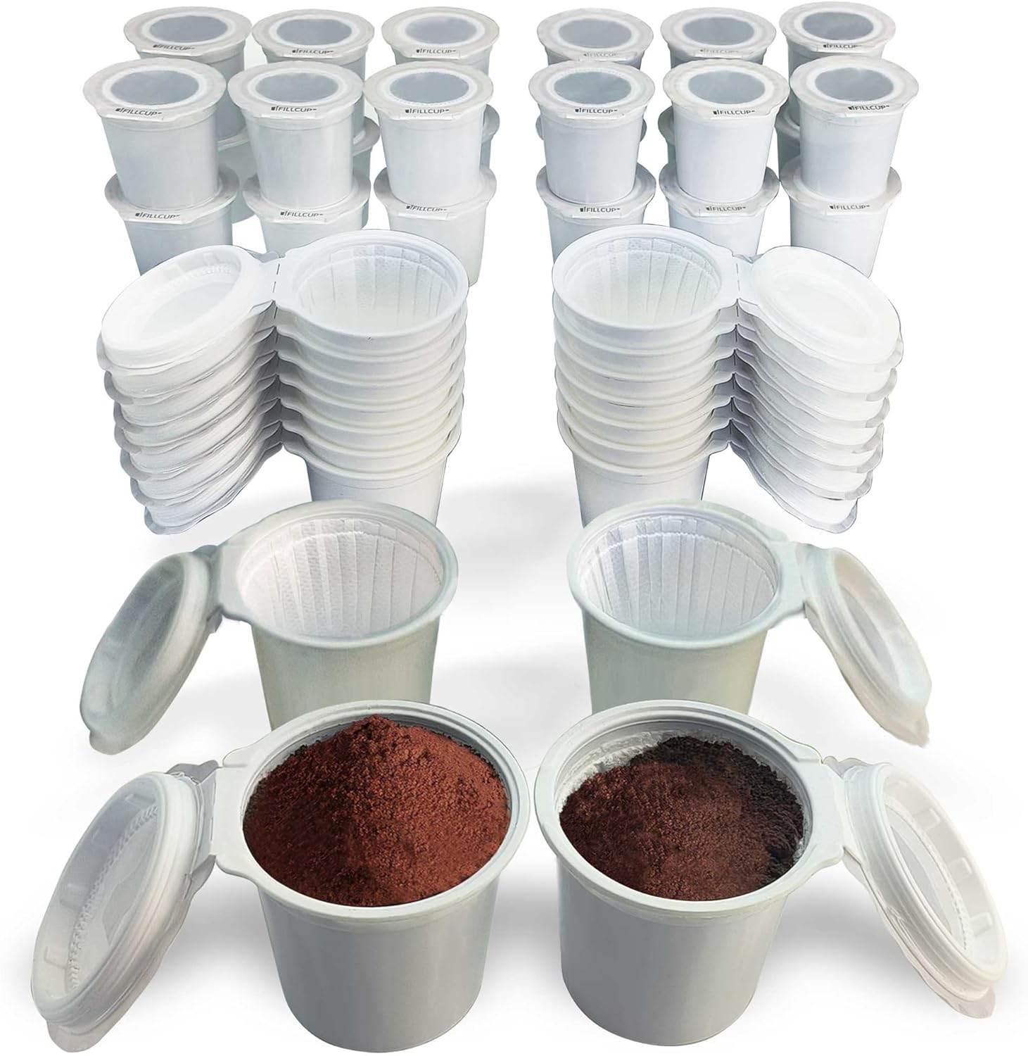 iFillCup Pods-42 White fillable Single-Serve Coffee pods for use in Keurig Brewers. Fill Your own Fresh Coffee in These airtight pods for a Great Tasting Brew.