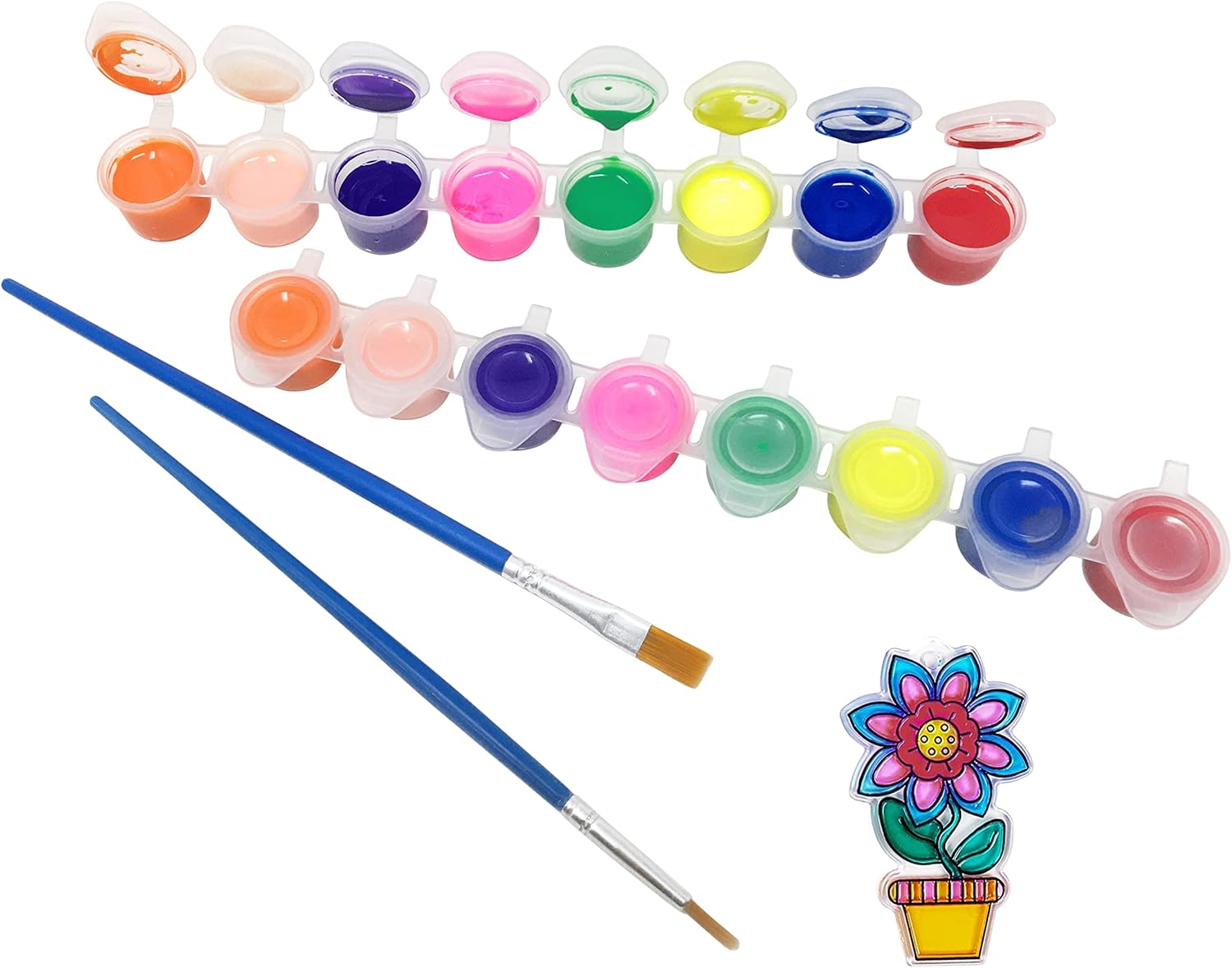 Suncatcher Paint - 2 Strips + 2 Brushes - Stained Glass Window Art Paint Craft Transparent Sun Catcher Paint Set