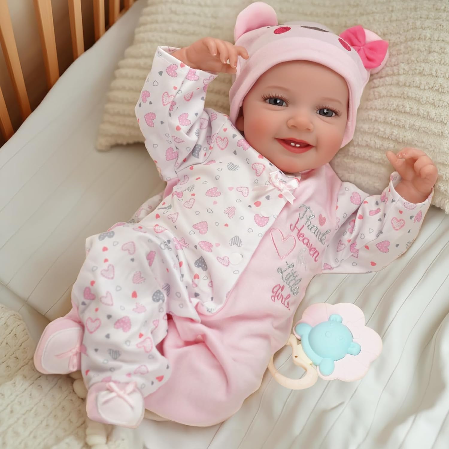 BABESIDE Lifelike Reborn-Baby Dolls 20 Inch Realistic Baby Dolls Softness Body Real Life Newborn Baby Doll Girl Lovely Awake with Gift Box for Kids Birthday & collecting (Leen)