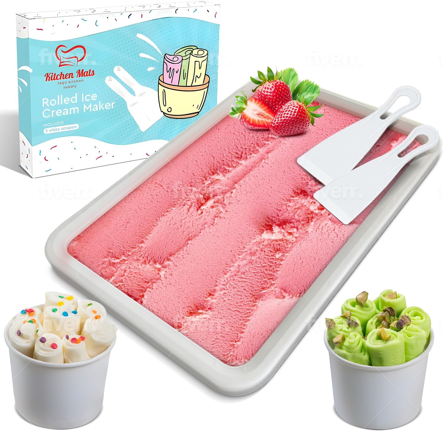 Extra Large Rolled Ice Cream Maker (14"x10") - Make Instant IceCream w/the Family - Manual Roll Your Own IceCream - Roll Ice Cream Tray